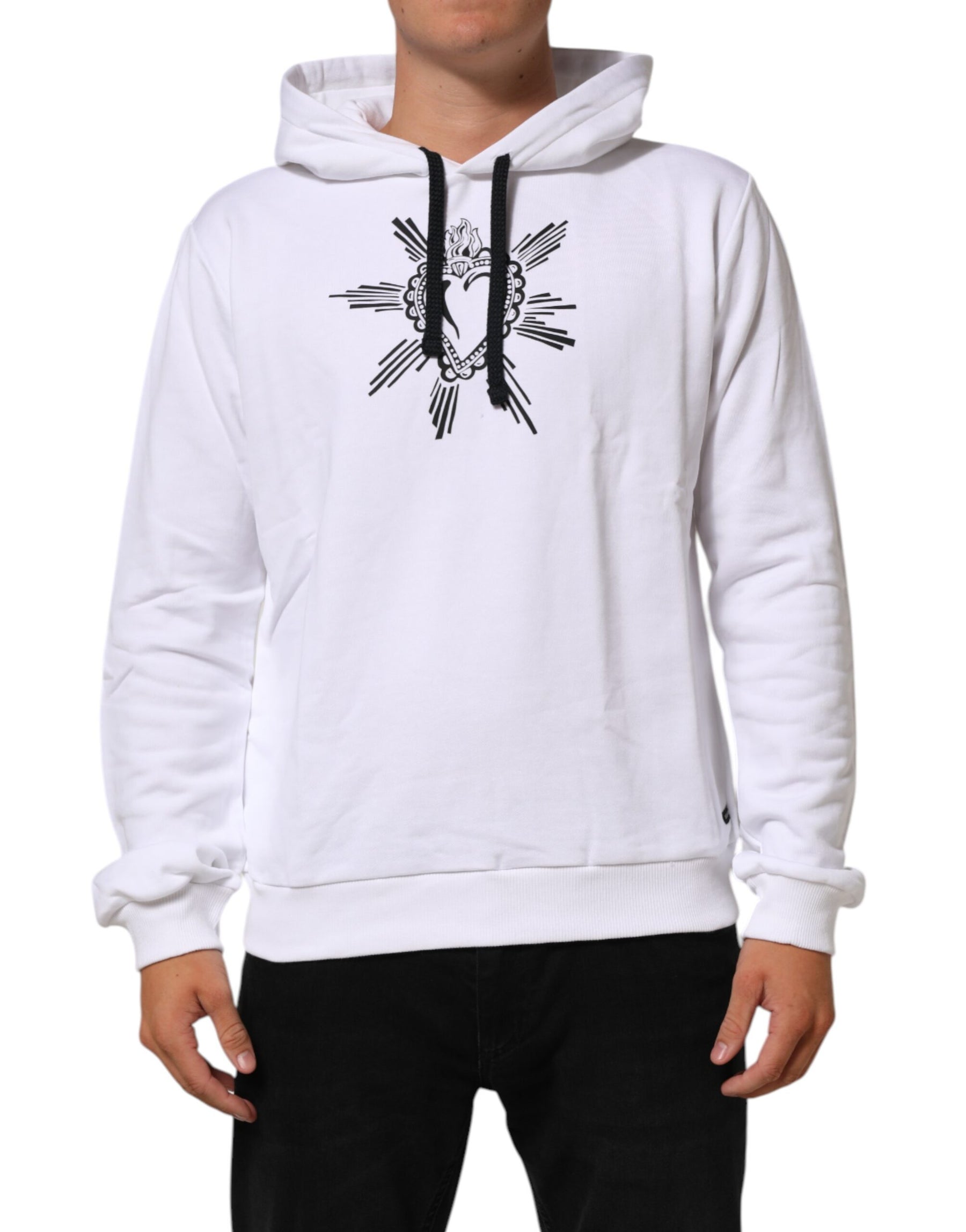 Dolce & Gabbana White Sacred Heart Hooded Sweatshirt Sweater | Regal Royce