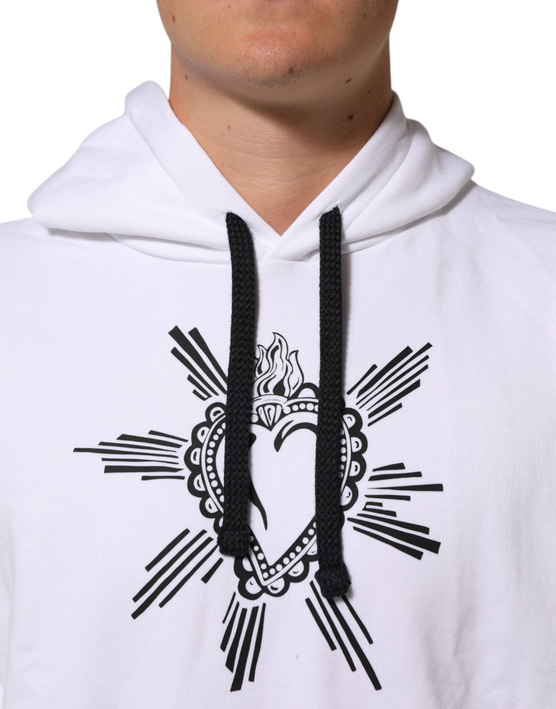 Dolce & Gabbana White Sacred Heart Hooded Sweatshirt Sweater | Regal Royce
