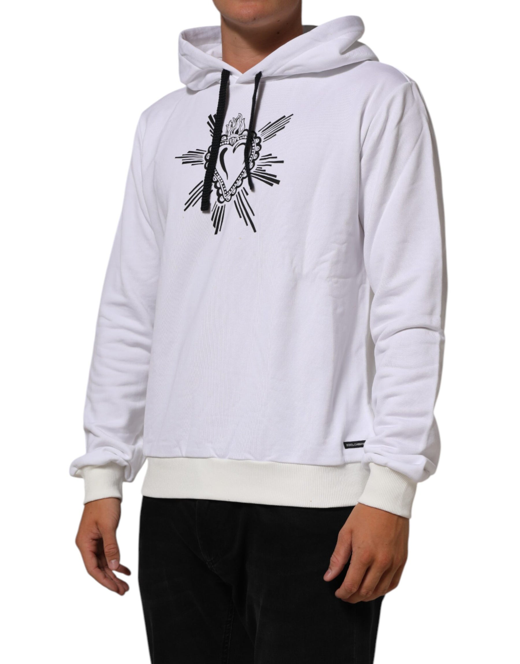 Dolce & Gabbana White Sacred Heart Hooded Sweatshirt Sweater | Regal Royce