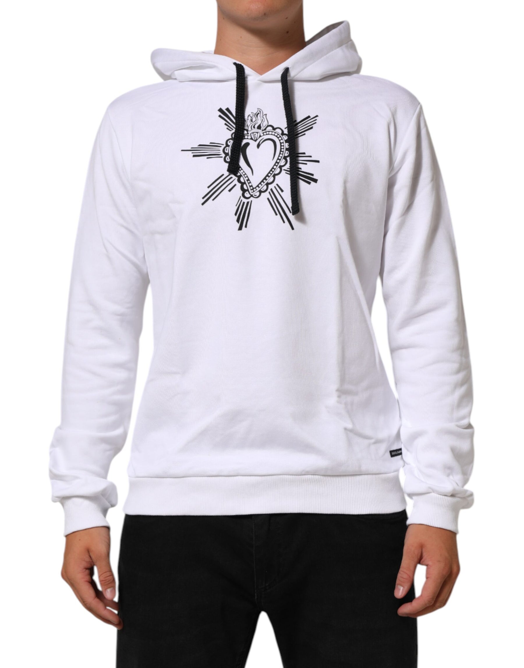 Dolce & Gabbana White Sacred Heart Hooded Sweatshirt Sweater | Regal Royce