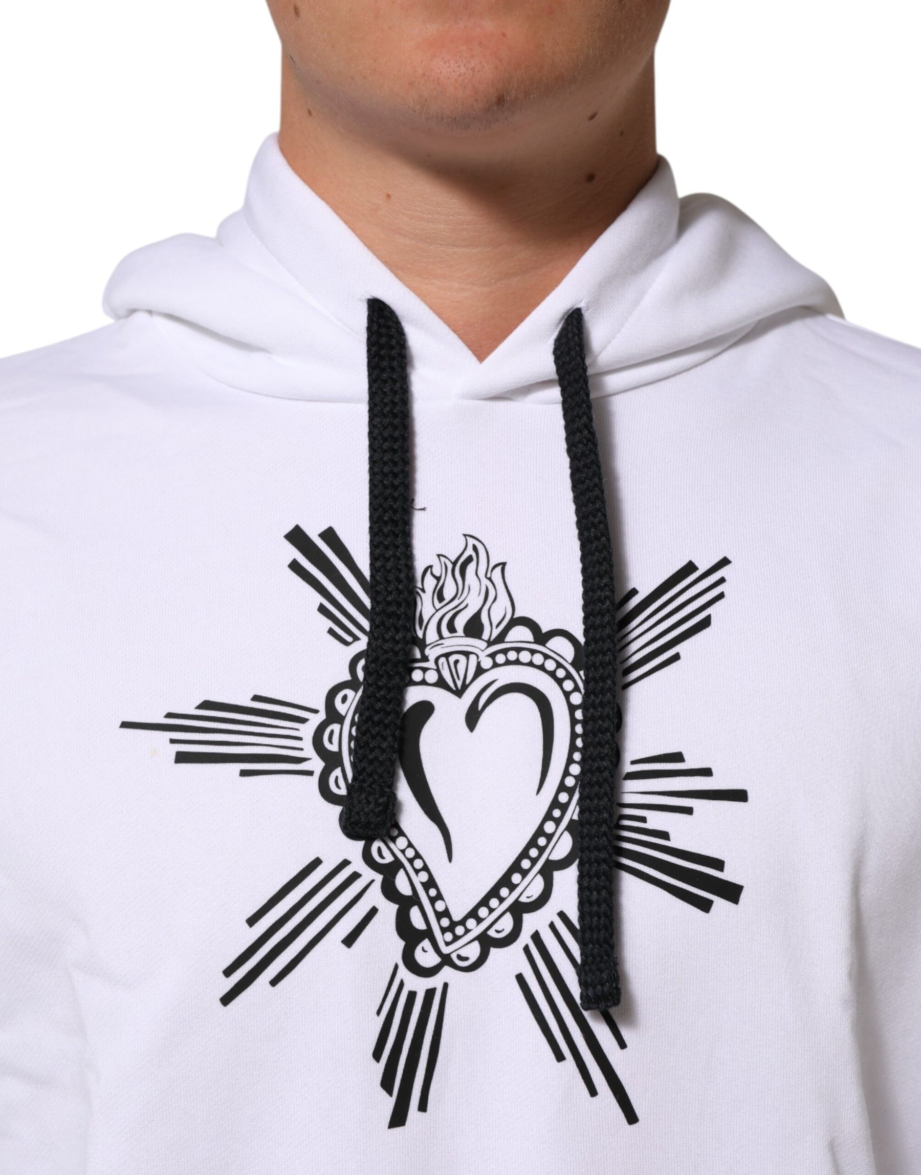 Dolce & Gabbana White Sacred Heart Hooded Sweatshirt Sweater | Regal Royce