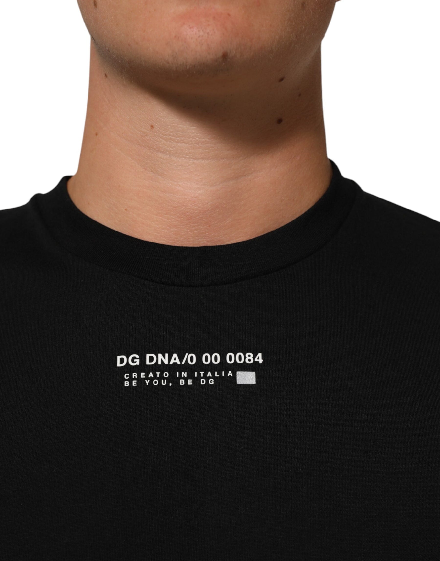 Dolce & Gabbana Black Statement Cotton Men Crew Neck T-shirt | Regal Royce
