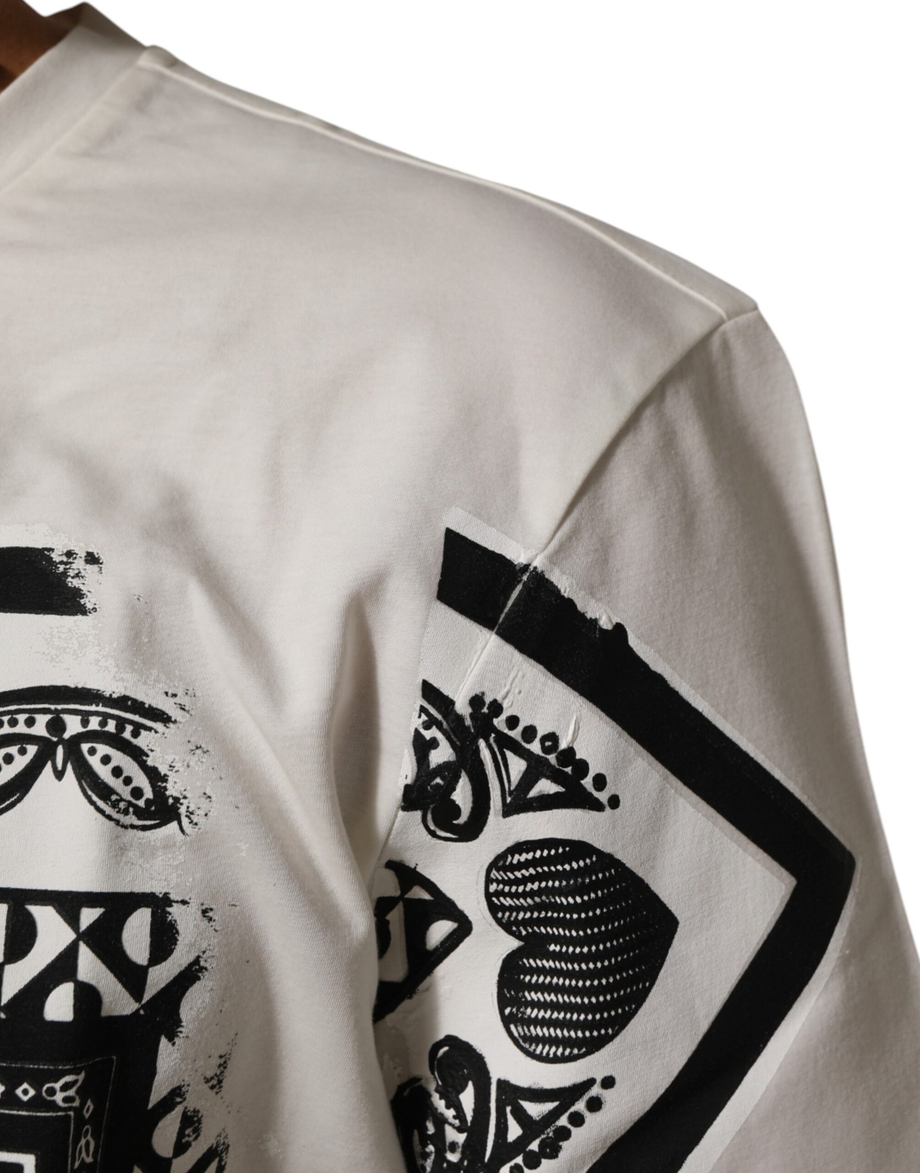 Dolce & Gabbana White Cotton Logo Bandana Print Men T-shirt | Regal Royce