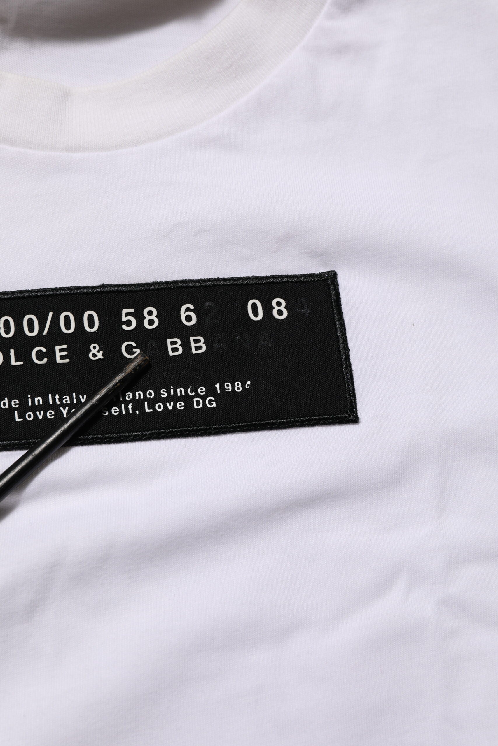 Dolce & Gabbana White Cotton Logo Print Crew Neck Men T-shirt | Regal Royce