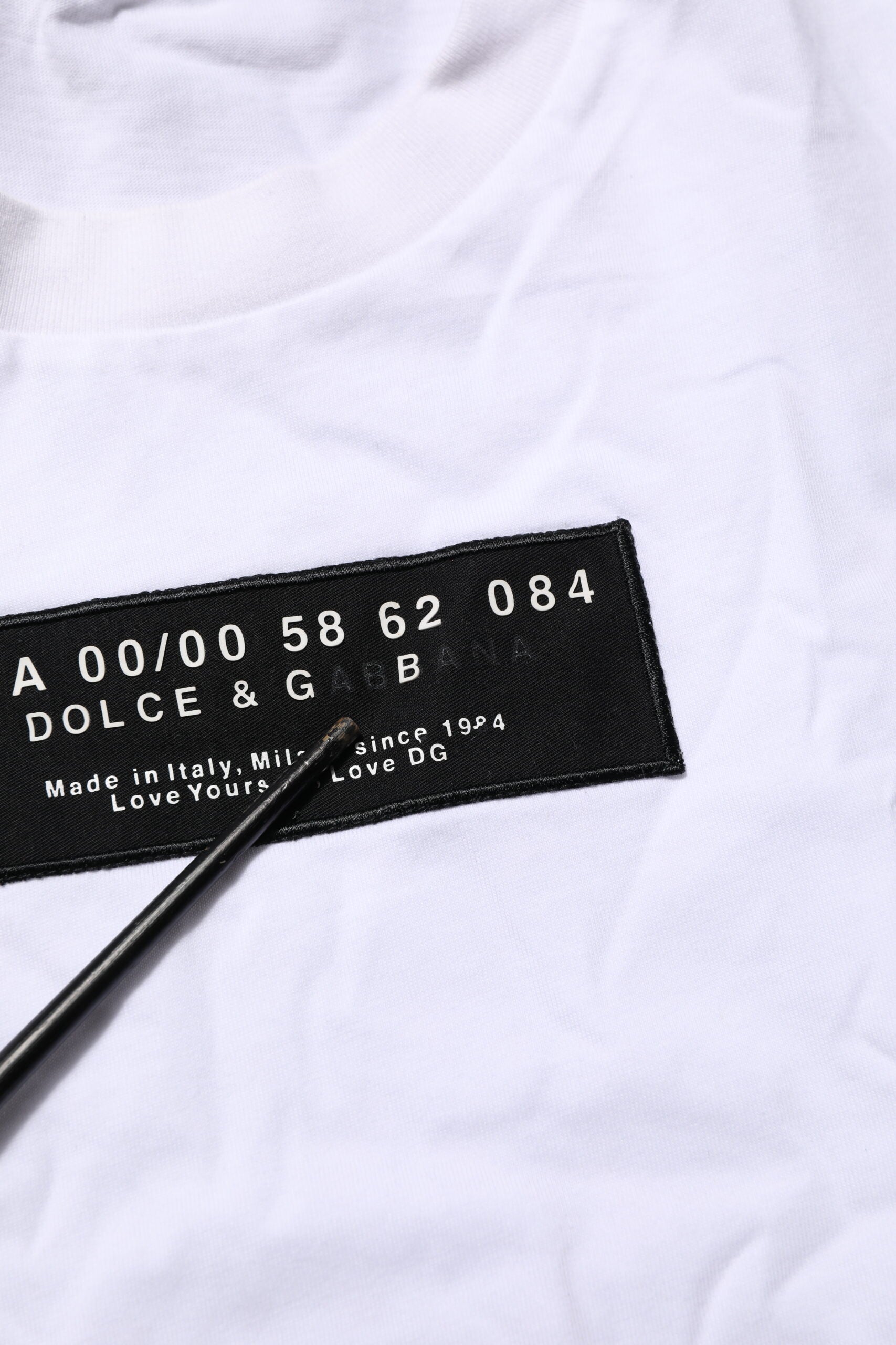 Dolce & Gabbana White Cotton Logo Print Crew Neck Men T-shirt | Regal Royce