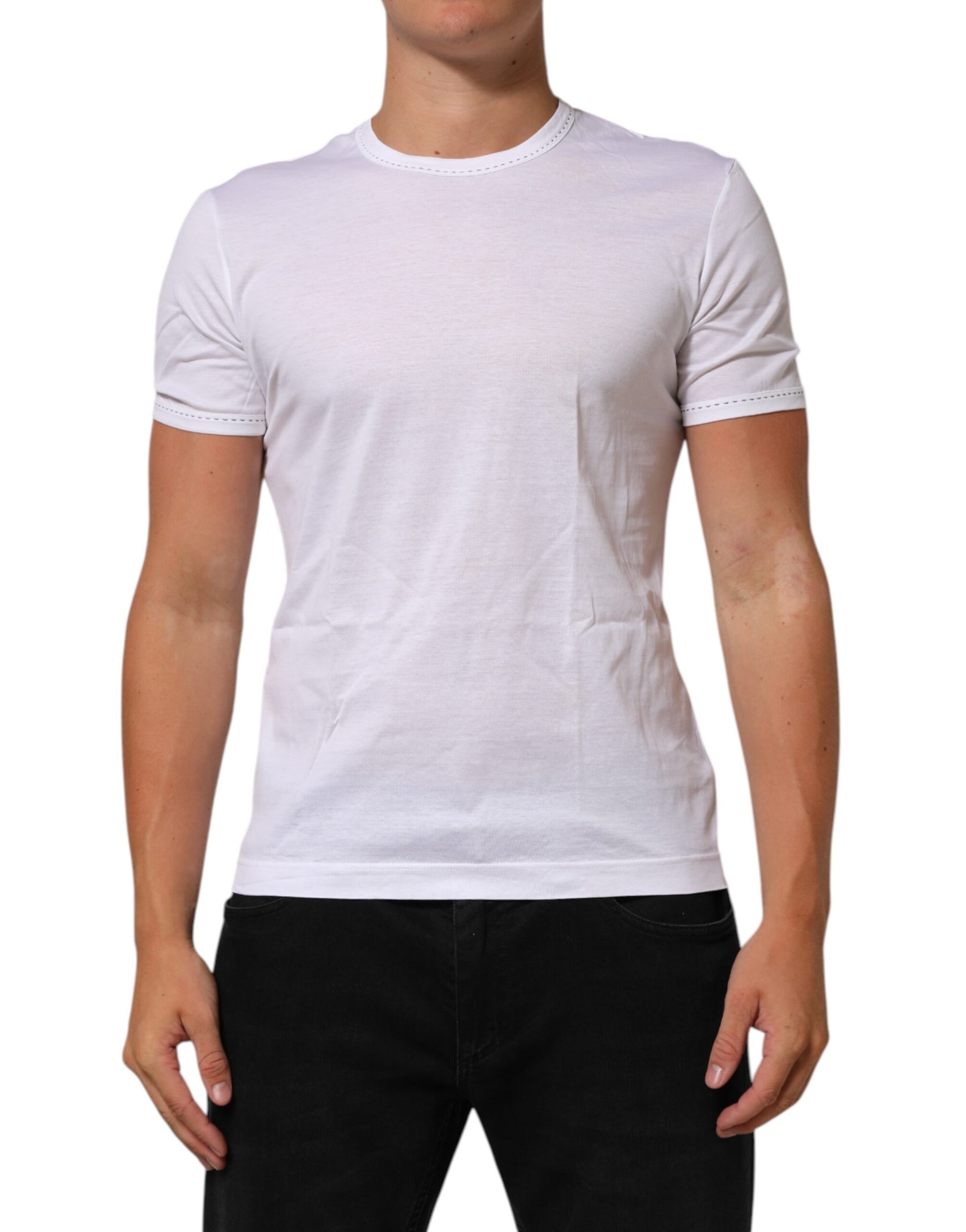 Dolce & Gabbana White Cotton Crew Neck Underwear Tee T-shirt | Regal Royce