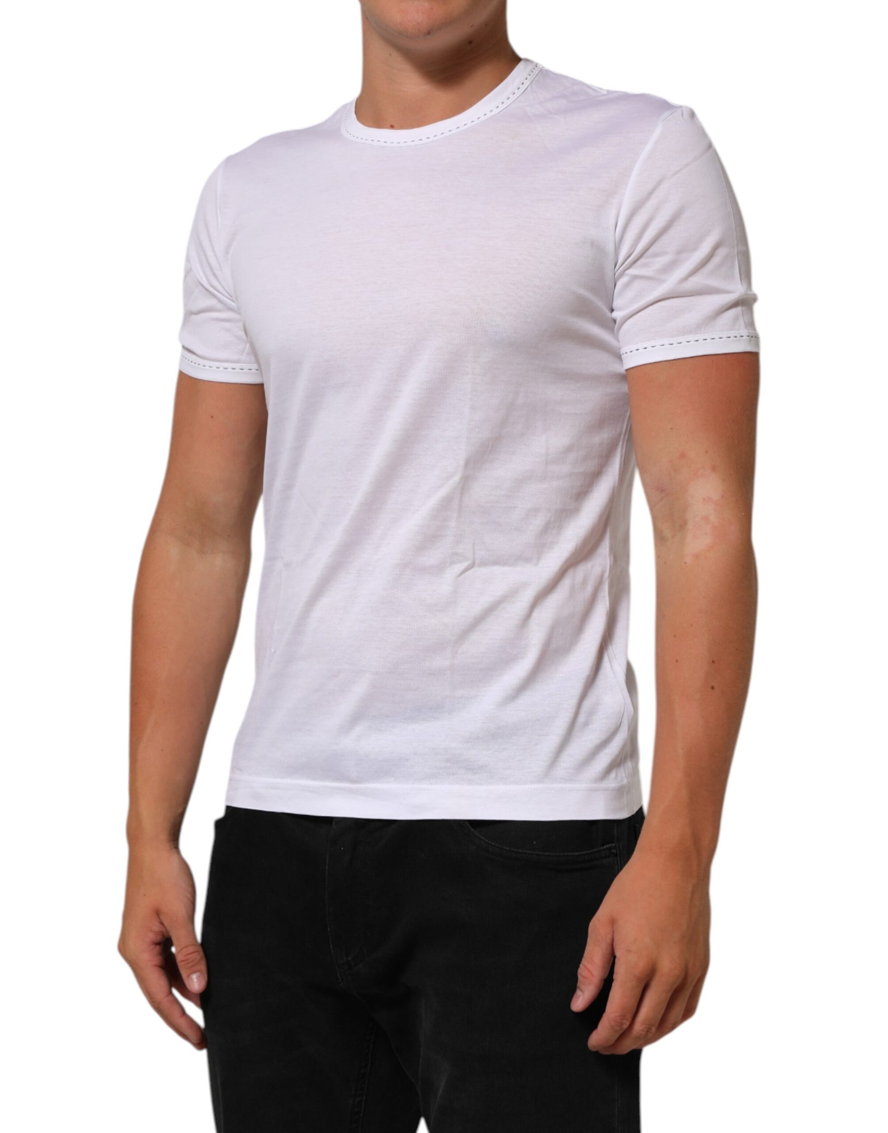 Dolce & Gabbana White Cotton Crew Neck Underwear Tee T-shirt | Regal Royce