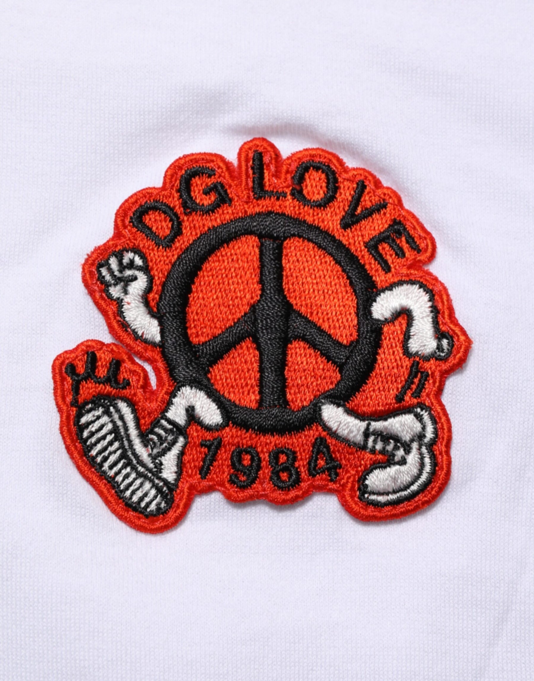 Dolce & Gabbana White Cotton DG Love Patch Crew Neck T-shirt | Regal Royce