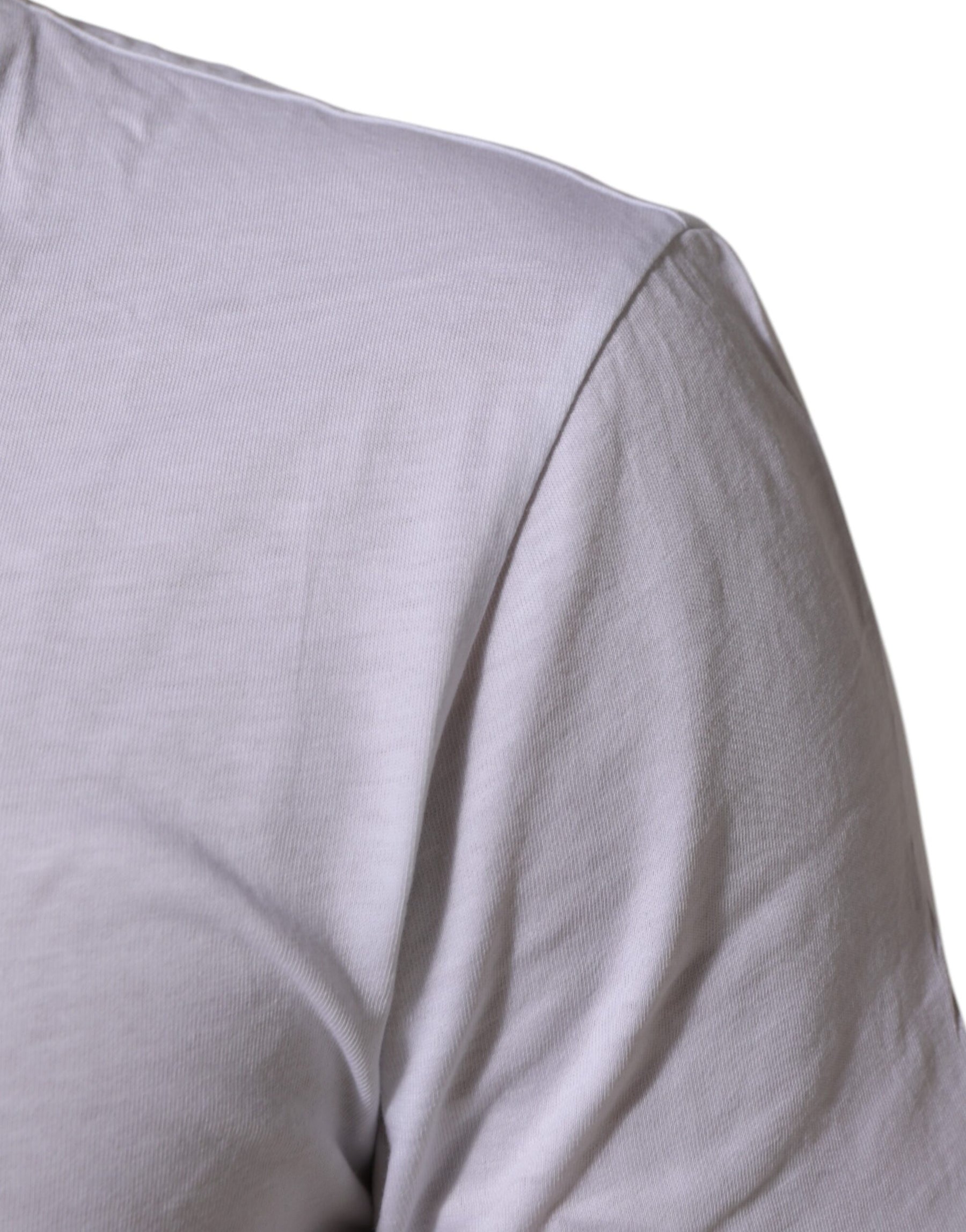 Dolce & Gabbana White Cotton Logo Print Crew Neck T-shirt | Regal Royce