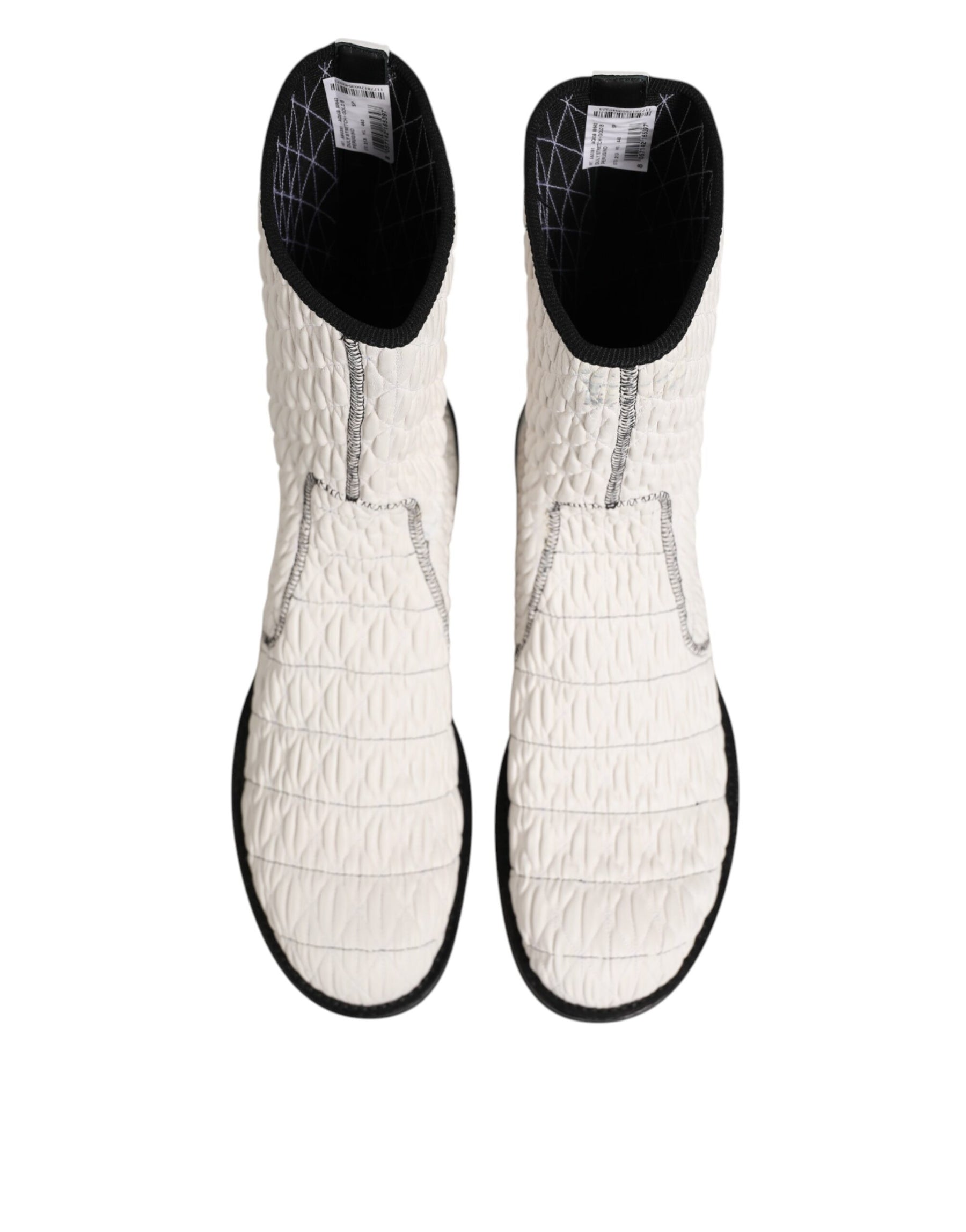 Dolce & Gabbana White Lambskin Leather Mid Calf Boots Shoes | Regal Royce