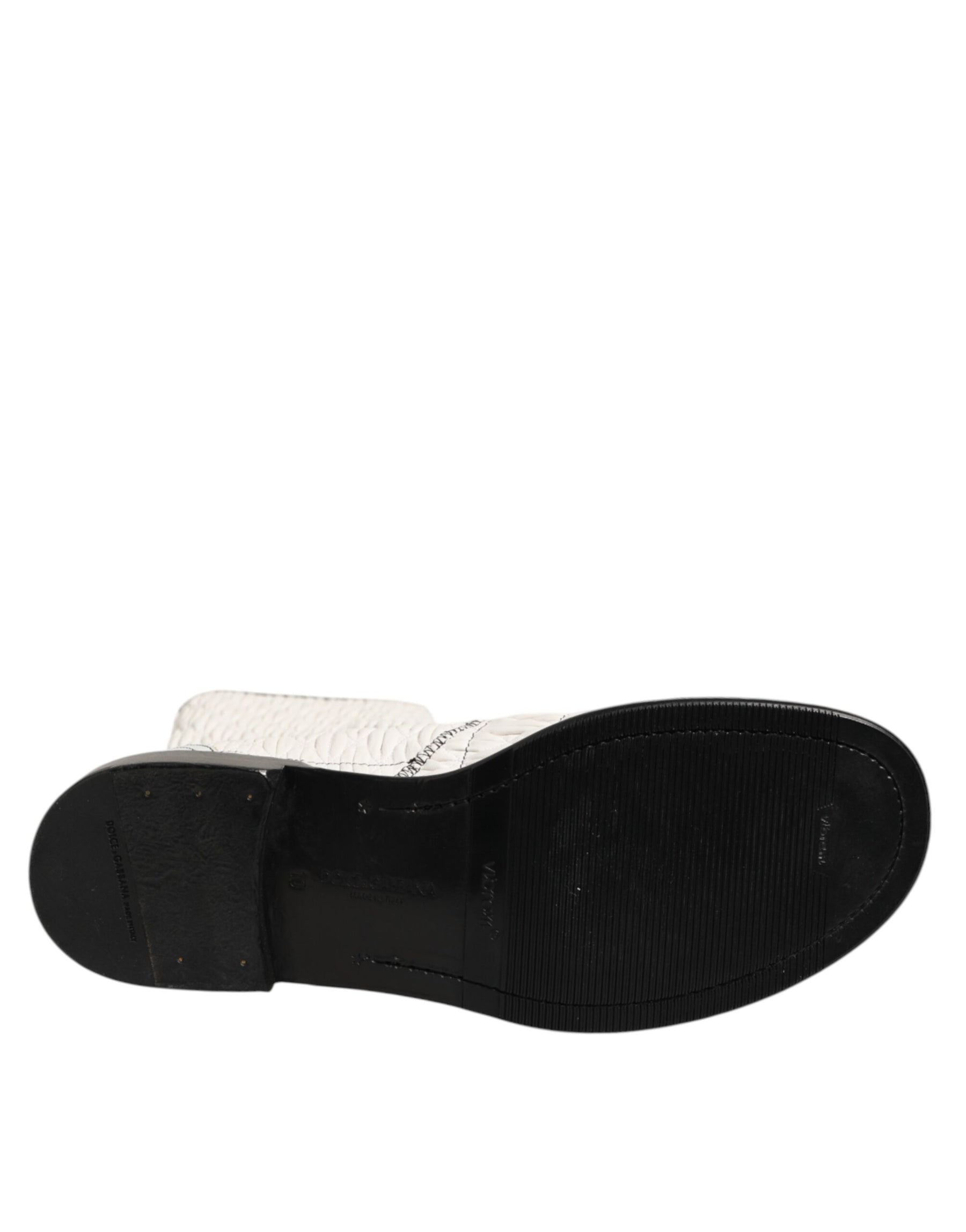 Dolce & Gabbana White Lambskin Leather Mid Calf Boots Shoes | Regal Royce