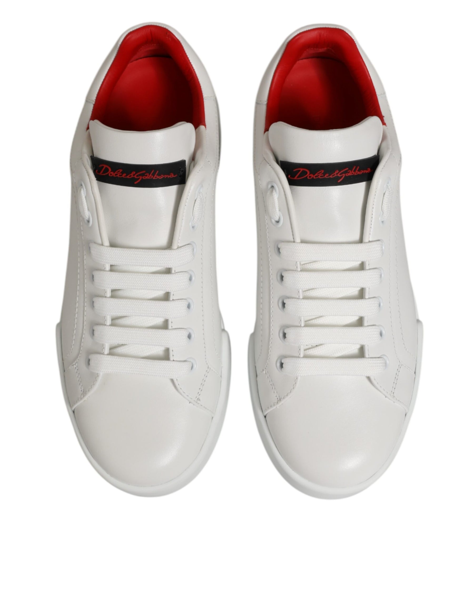 Dolce & Gabbana White Leather Lace Up Low Top Sneakers Shoes | Regal Royce