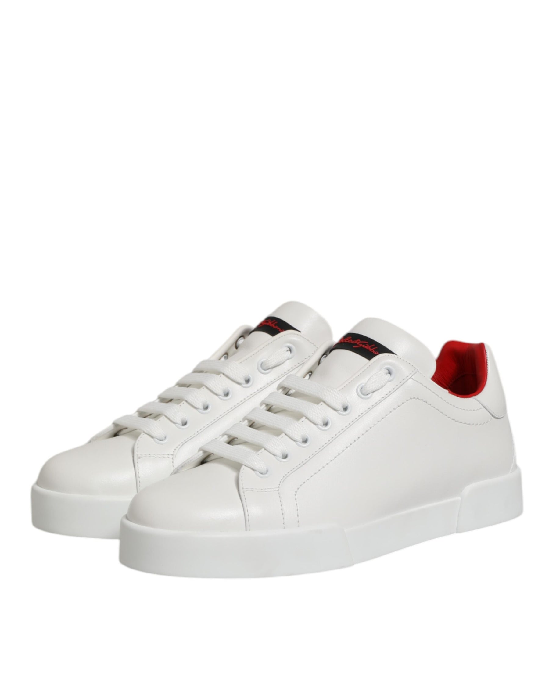 Dolce & Gabbana White Leather Lace Up Low Top Sneakers Shoes | Regal Royce