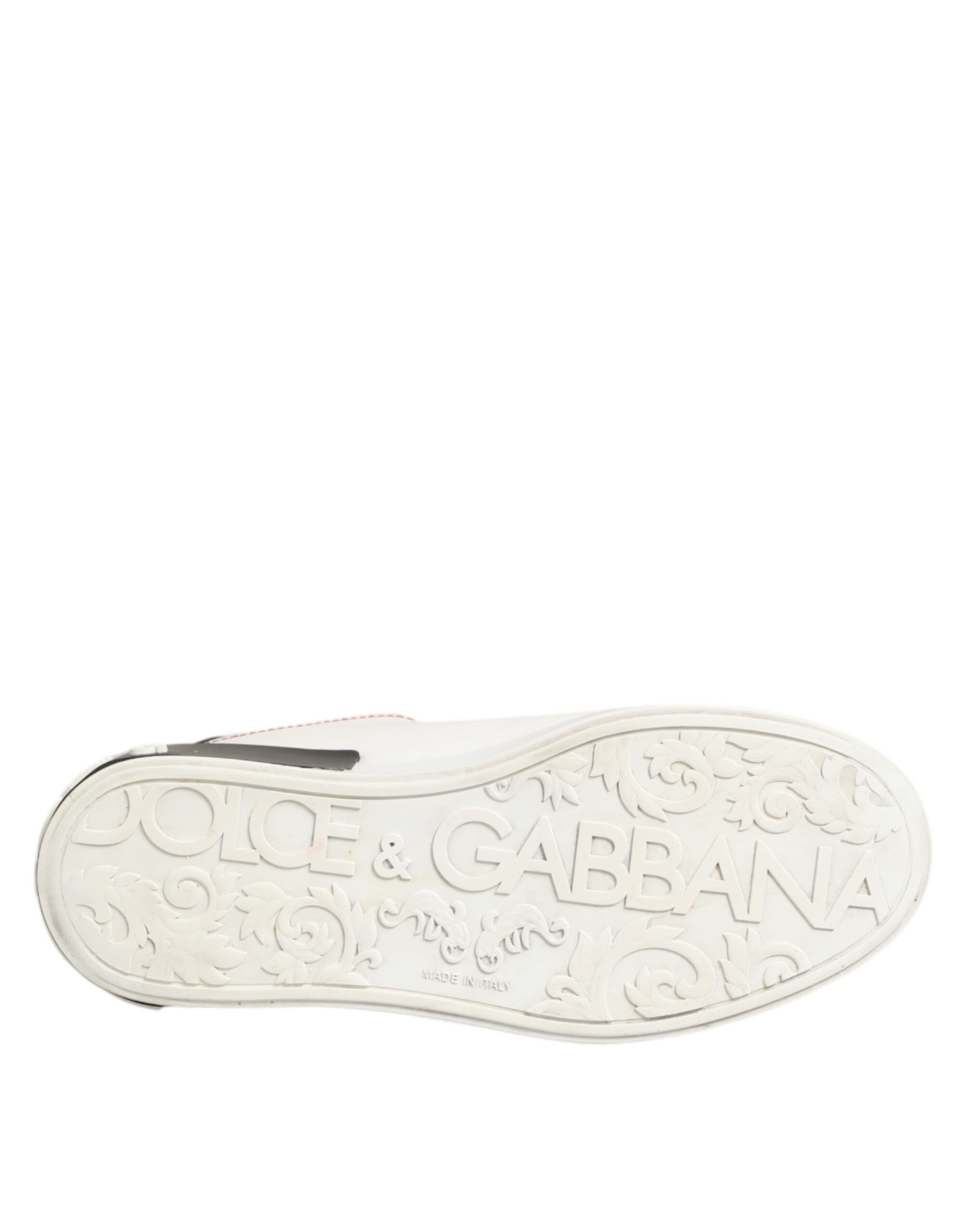 Dolce & Gabbana White Black Leather Low Top Sneaker Shoes | Regal Royce