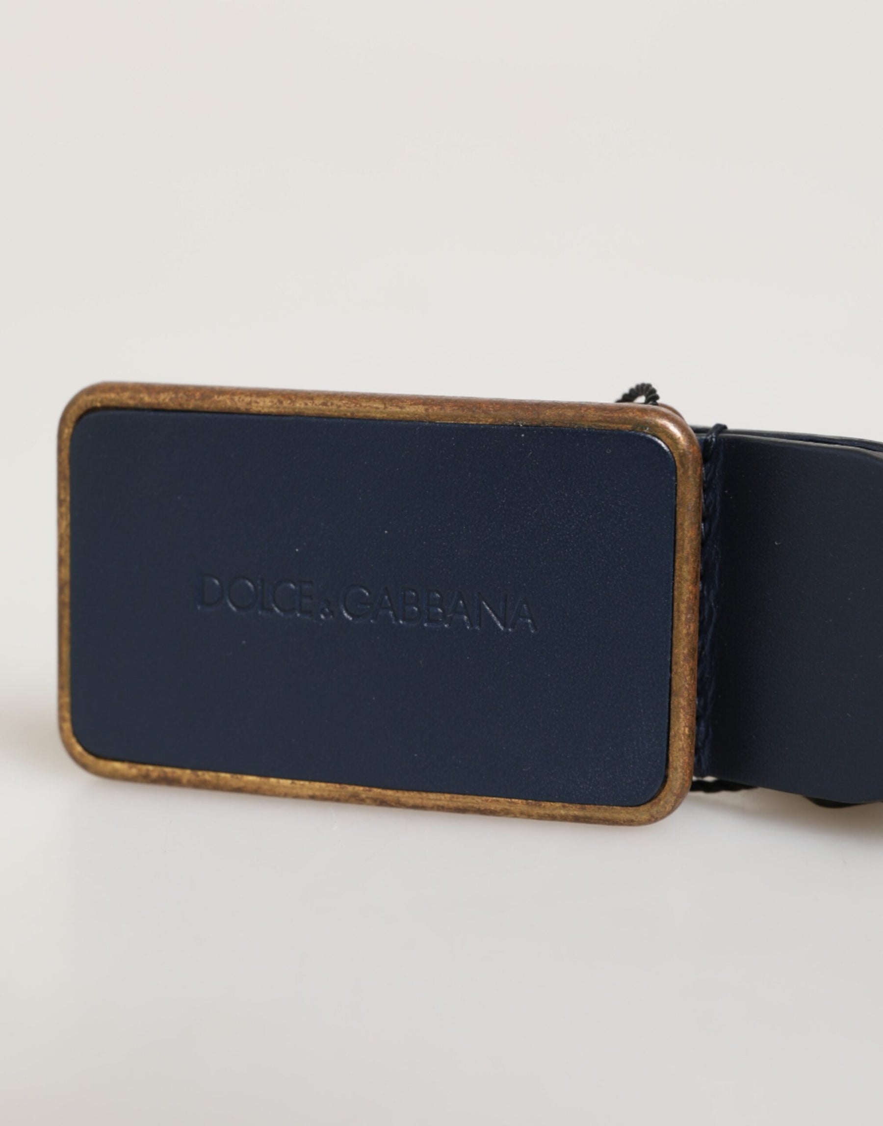 Dolce & Gabbana Blue Leather Classic Metal Logo Buckle Belt | Regal Royce