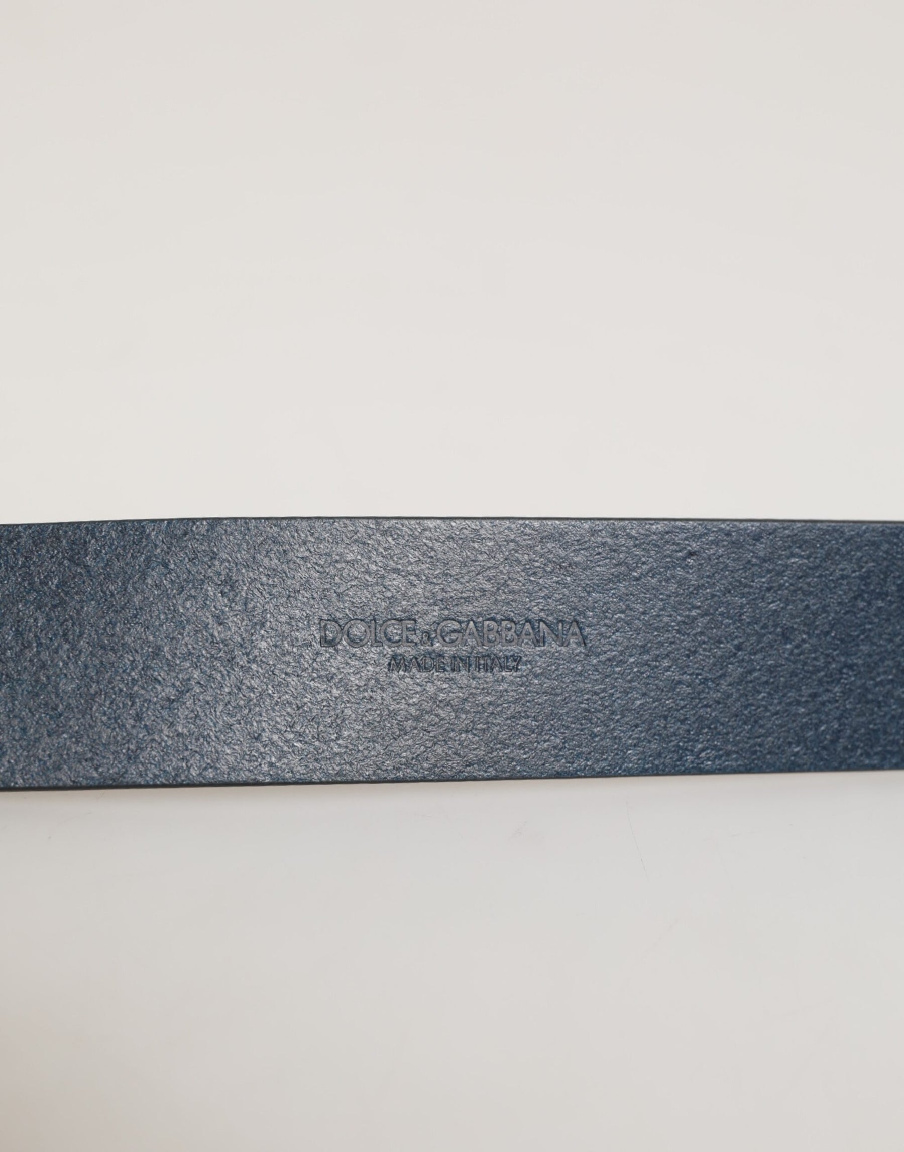 Dolce & Gabbana Blue Leather Classic Metal Logo Buckle Belt | Regal Royce