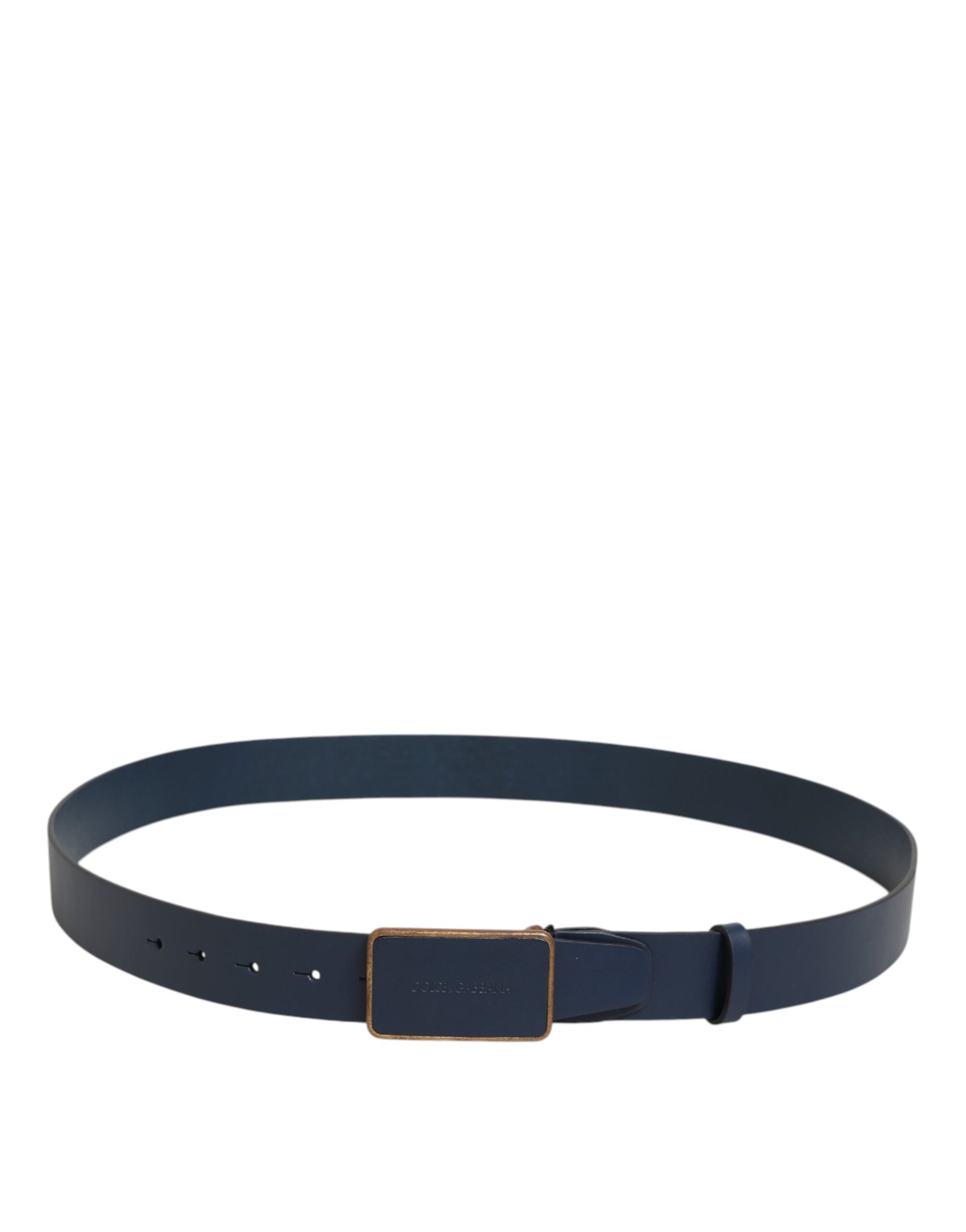Dolce & Gabbana Blue Leather Classic Metal Logo Buckle Belt | Regal Royce