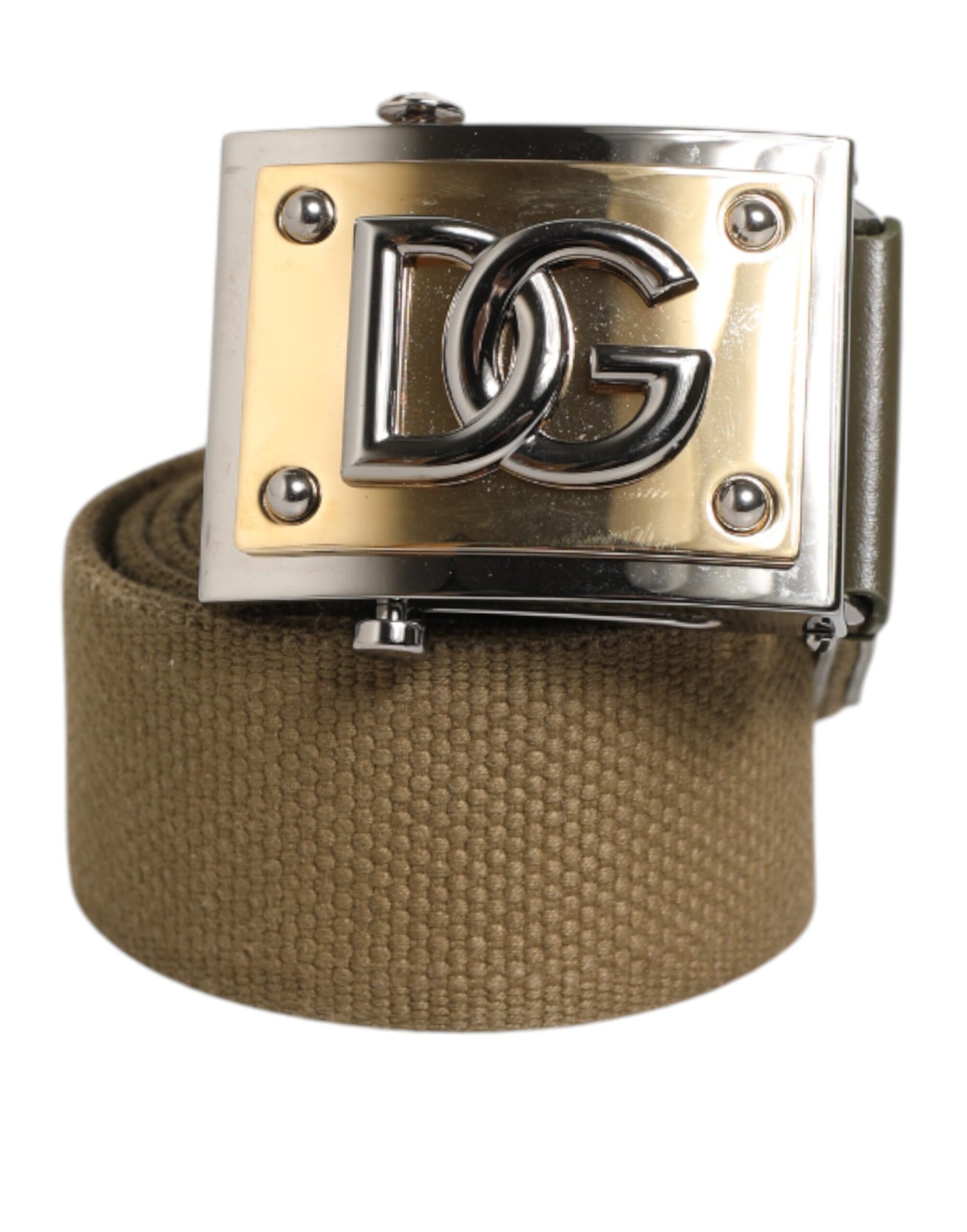 Dolce & Gabbana Military Green Nylon Logo Metal Buckle Belt | Regal Royce
