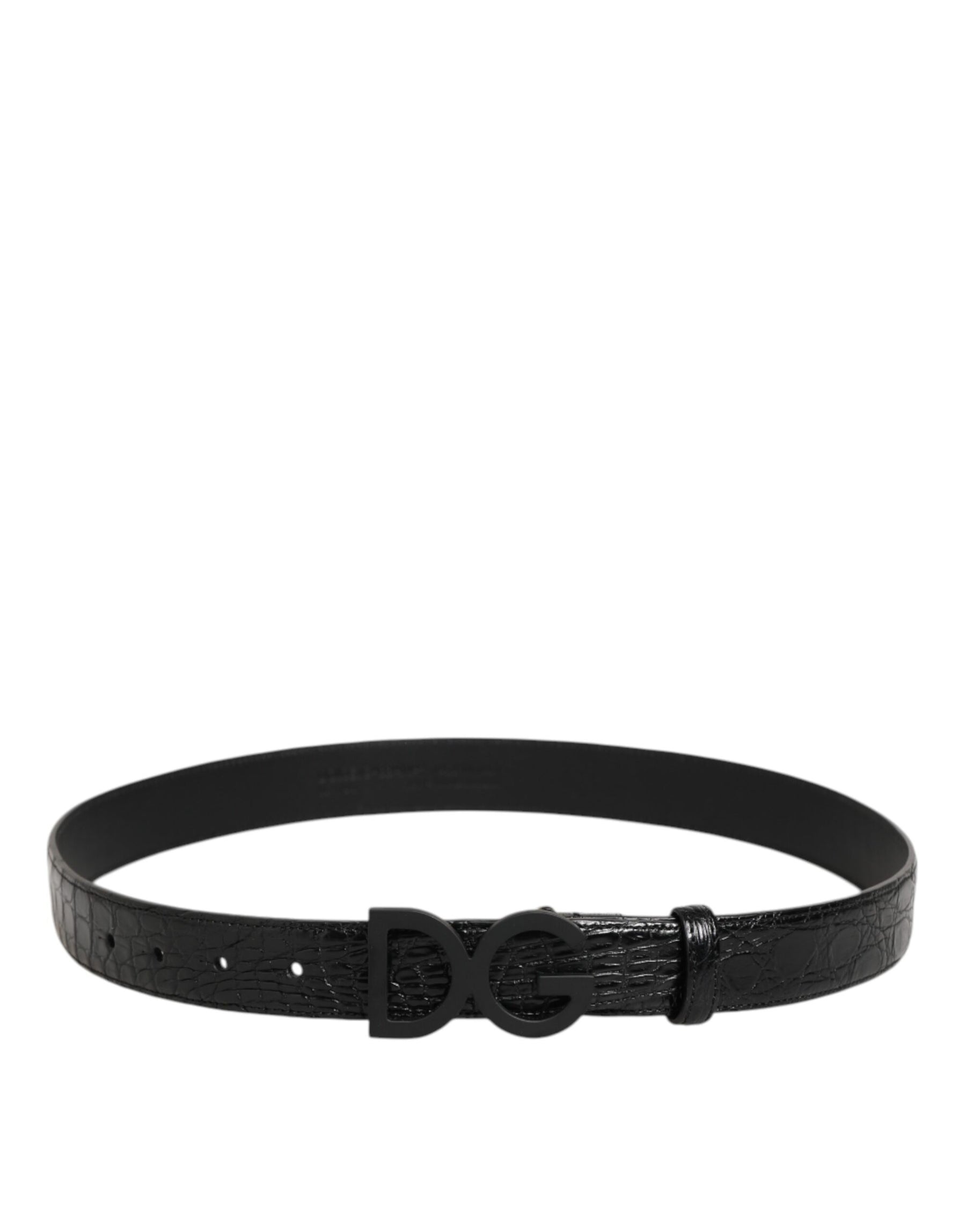 Dolce & Gabbana Black Exotic Leather Metal Logo Buckle Belt | Regal Royce