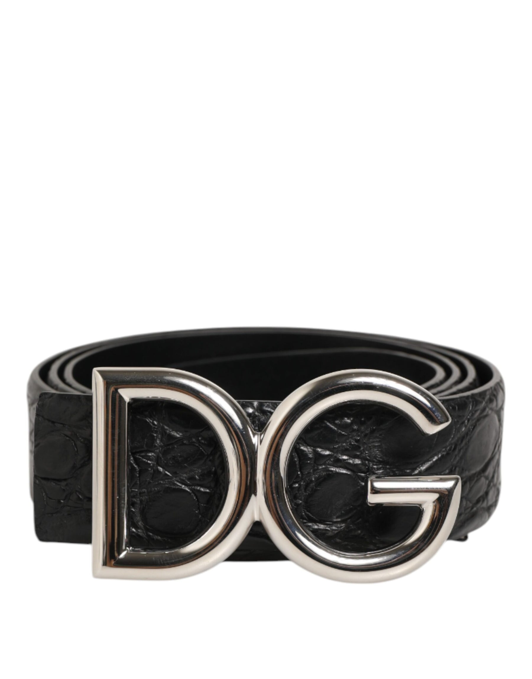 Dolce & Gabbana Black Exotic Leather DG Logo Buckle Belt | Regal Royce