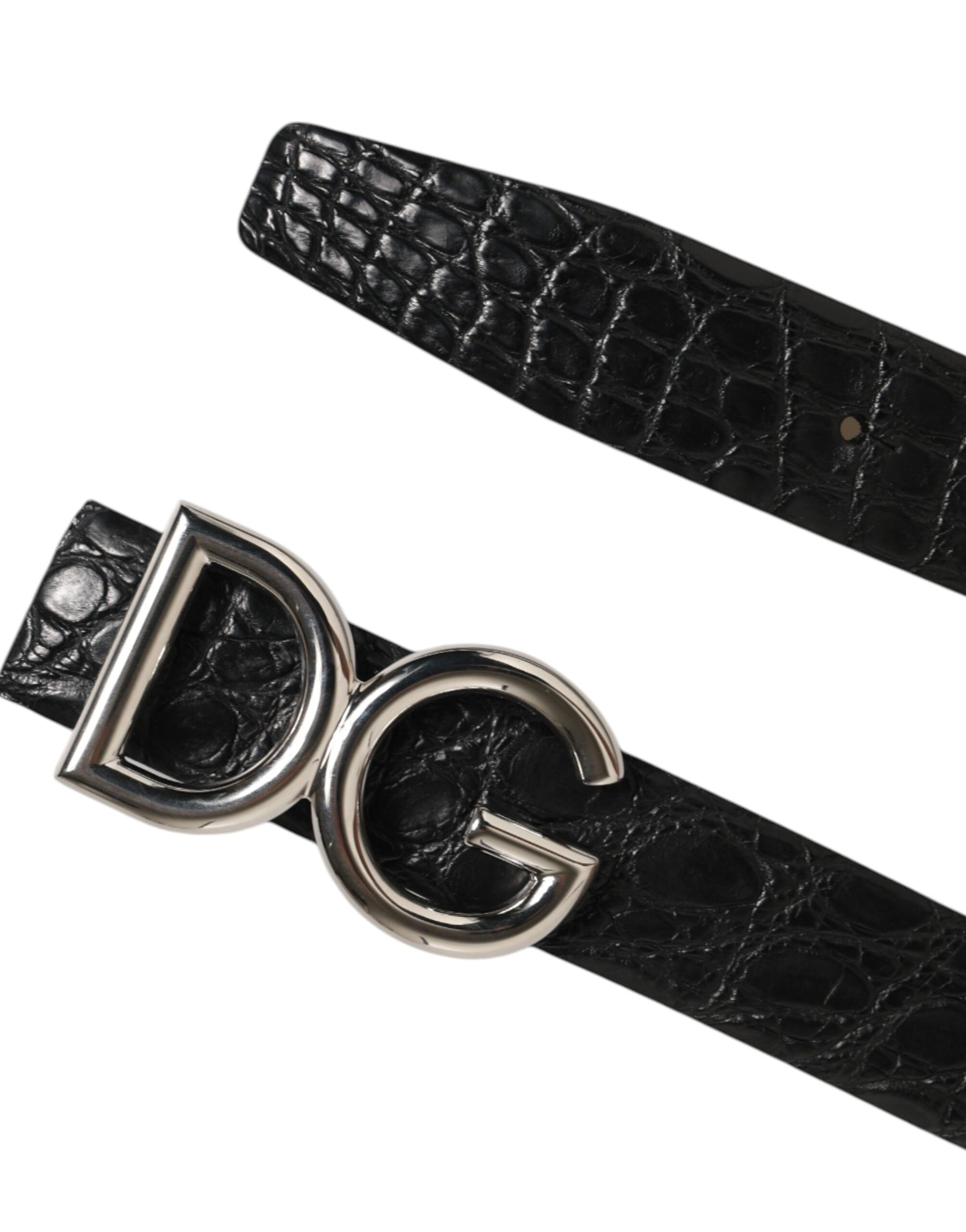Dolce & Gabbana Black Exotic Leather DG Logo Buckle Belt | Regal Royce