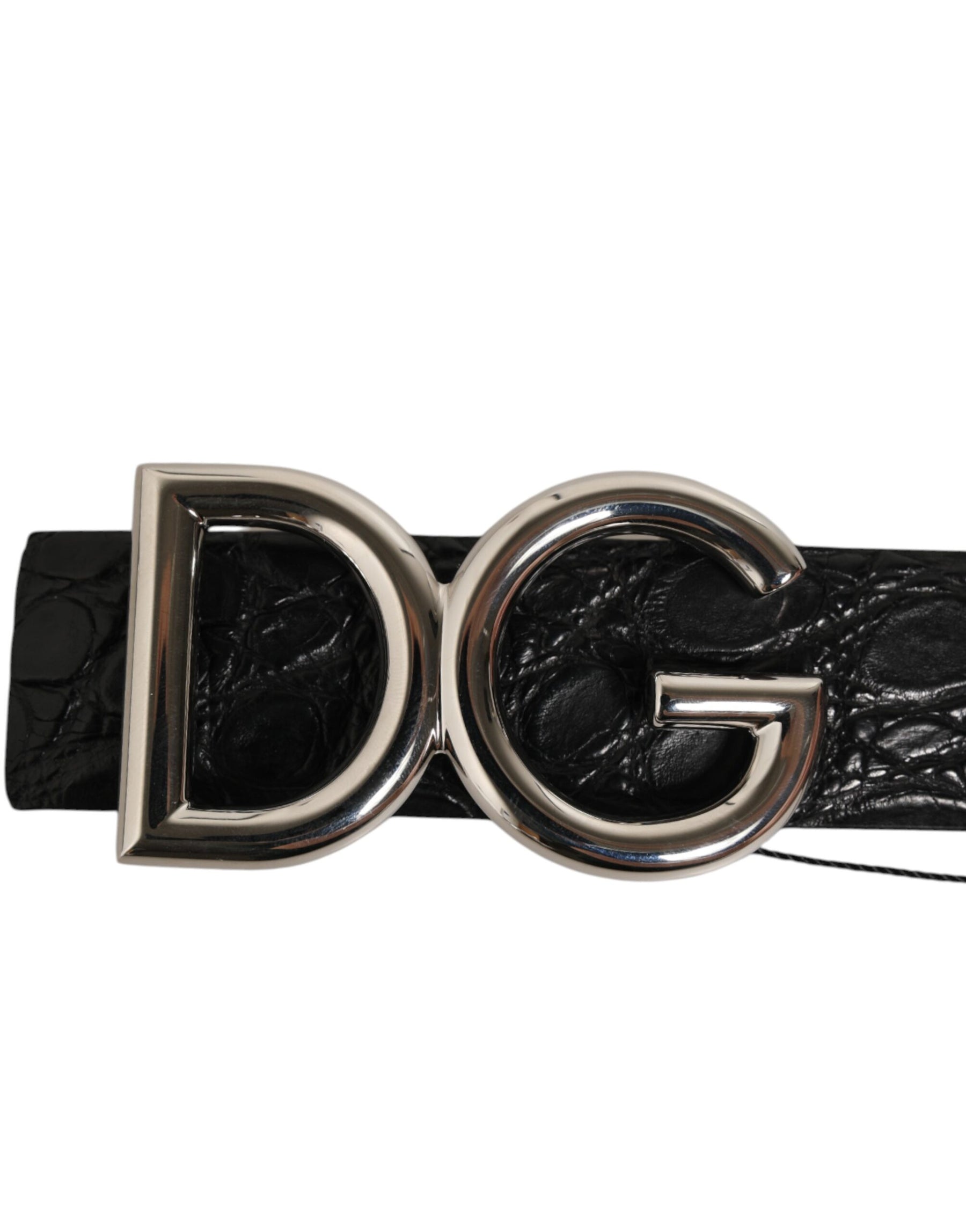 Dolce & Gabbana Black Exotic Leather DG Logo Buckle Belt | Regal Royce