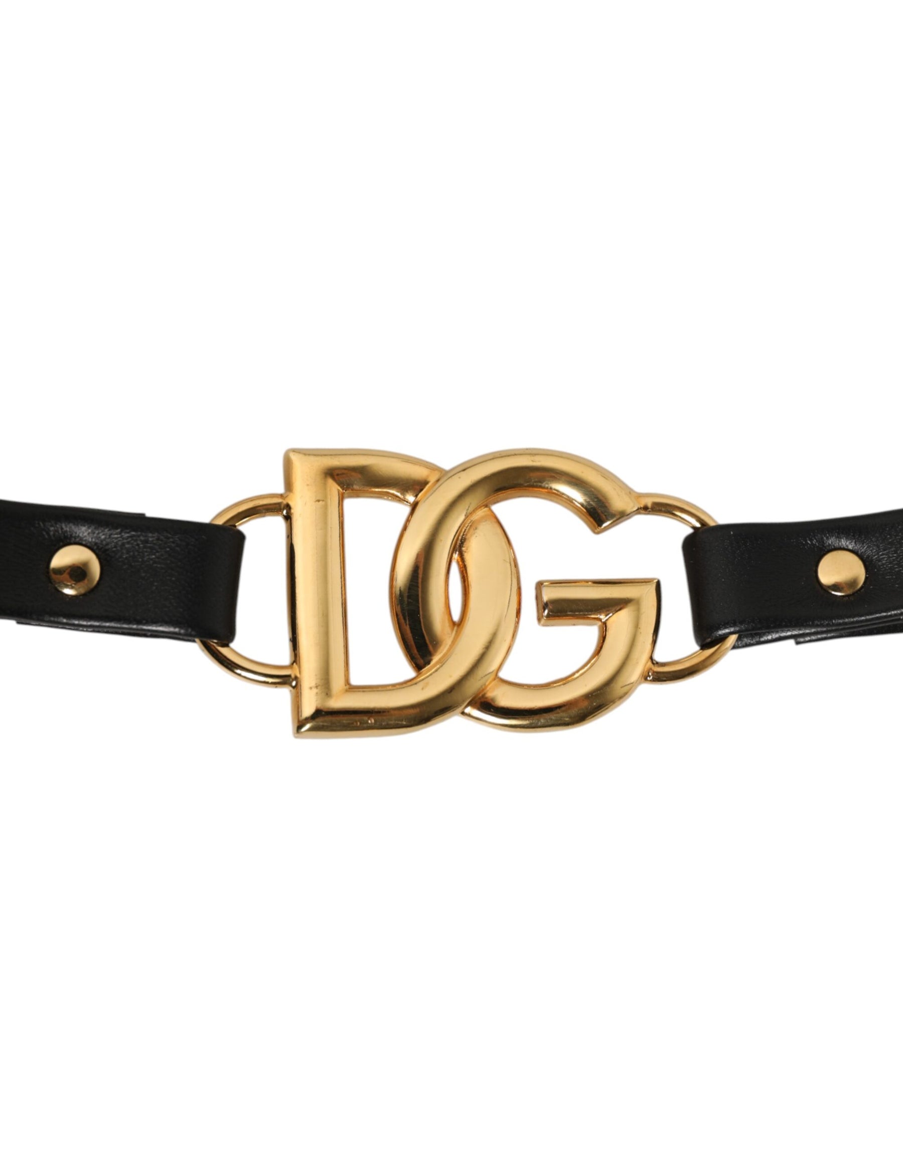 Dolce & Gabbana Black Leather Gold Chain Bag Accessory Shoulder Strap | Regal Royce