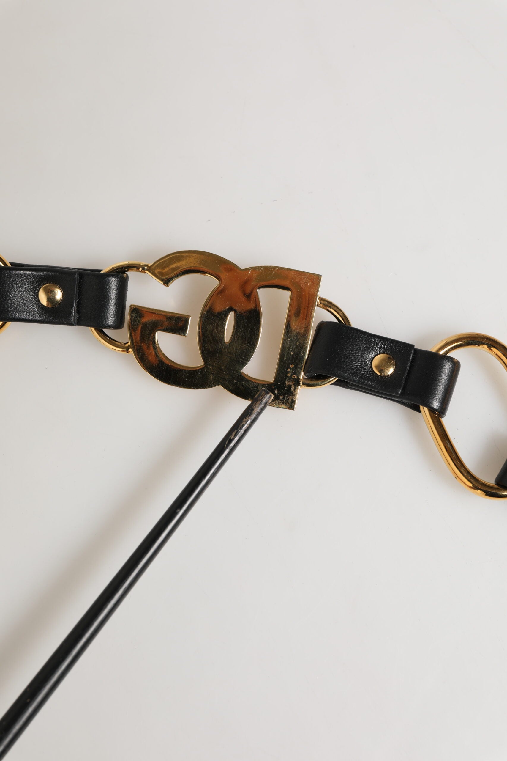 Dolce & Gabbana Black Leather Gold Chain Bag Accessory Shoulder Strap | Regal Royce