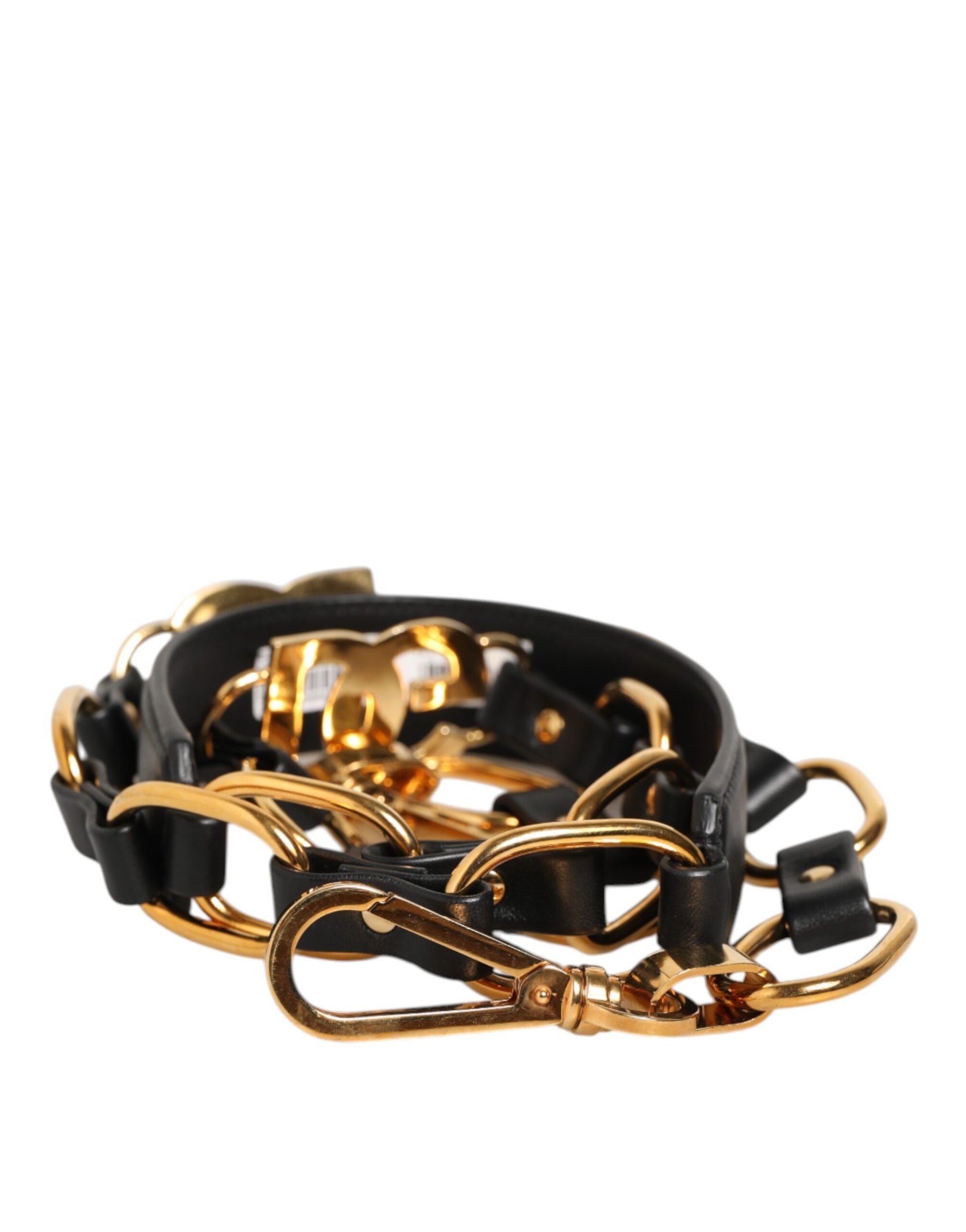 Dolce & Gabbana Black Leather Gold Chain Bag Accessory Shoulder Strap | Regal Royce