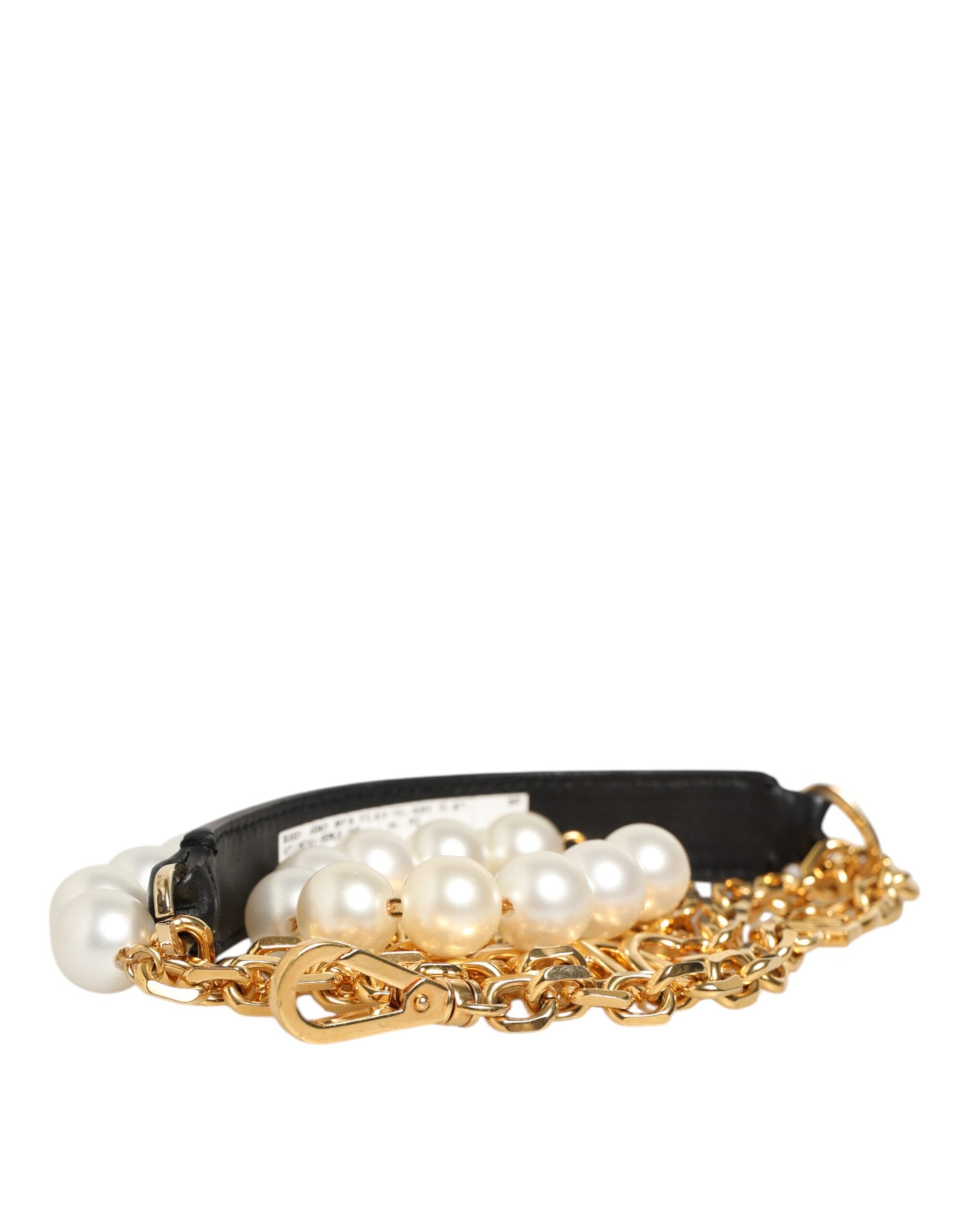 Dolce & Gabbana Black Leather Gold Chain Bag Accessory Shoulder Strap | Regal Royce