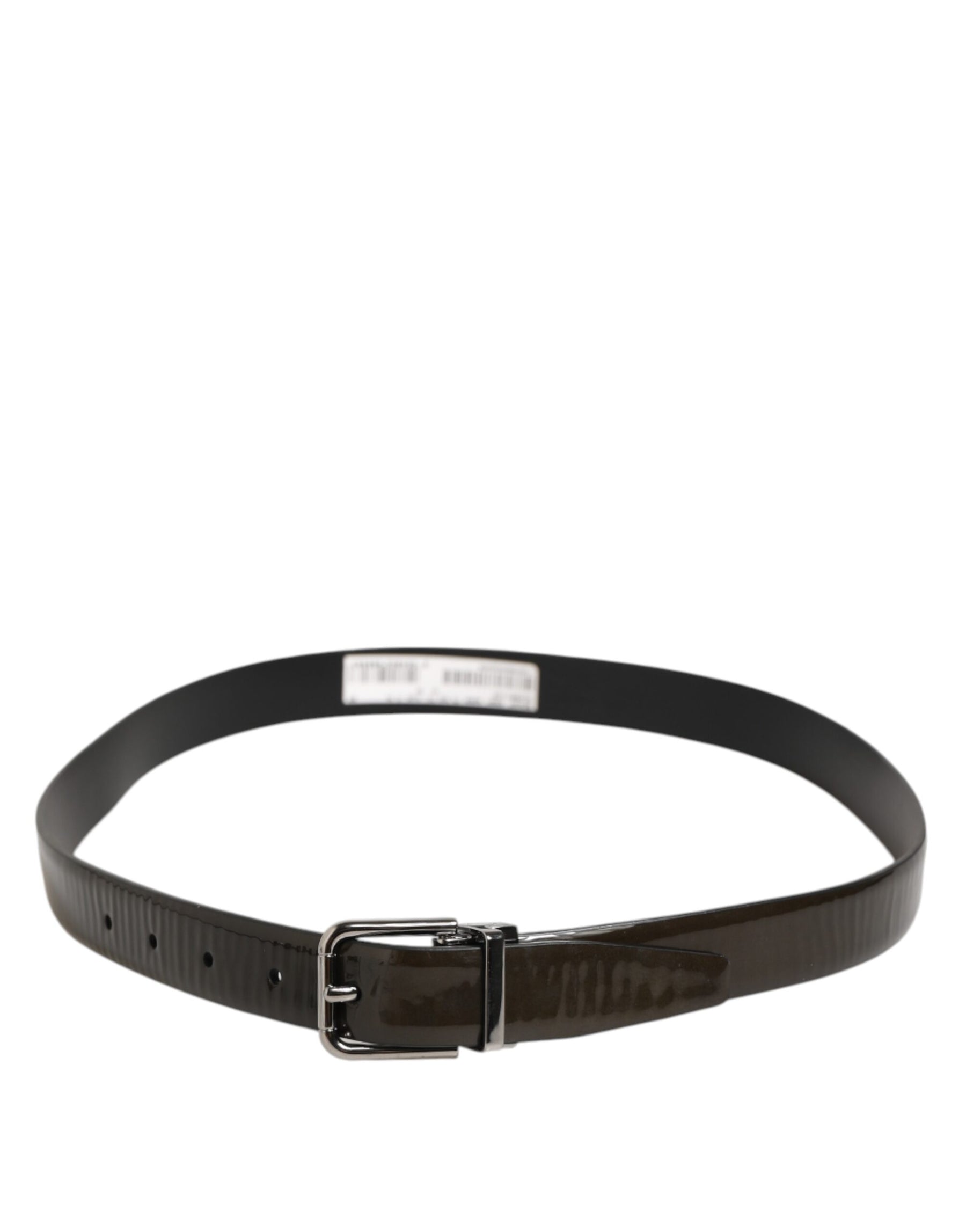 Dolce & Gabbana Brown Glossy Leather Classic Metal Buckle Belt | Regal Royce