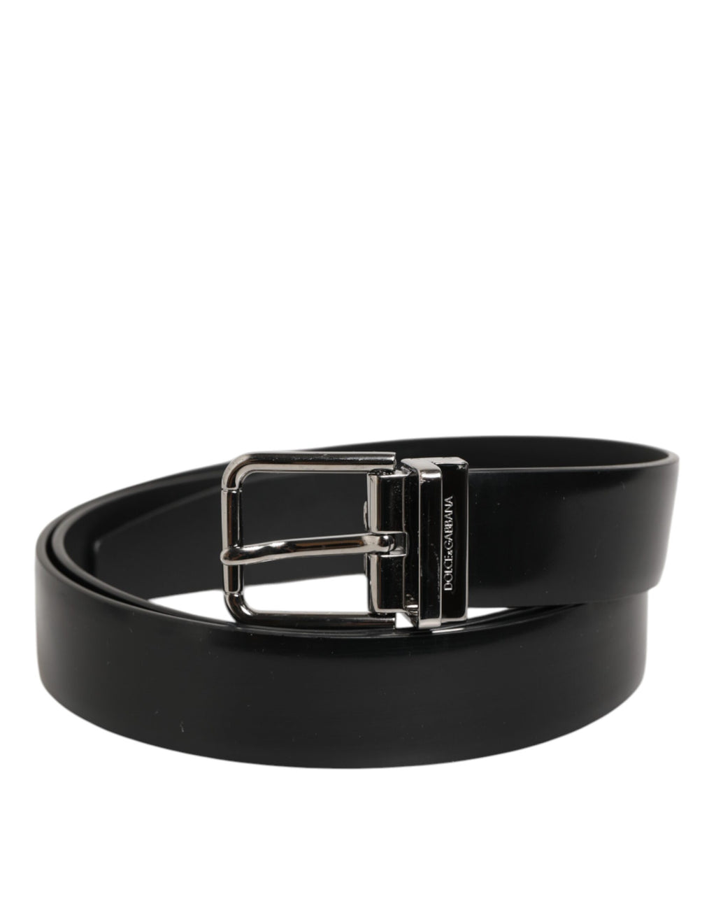 Dolce & Gabbana Black Leather Classic Metal Buckle Men Belt