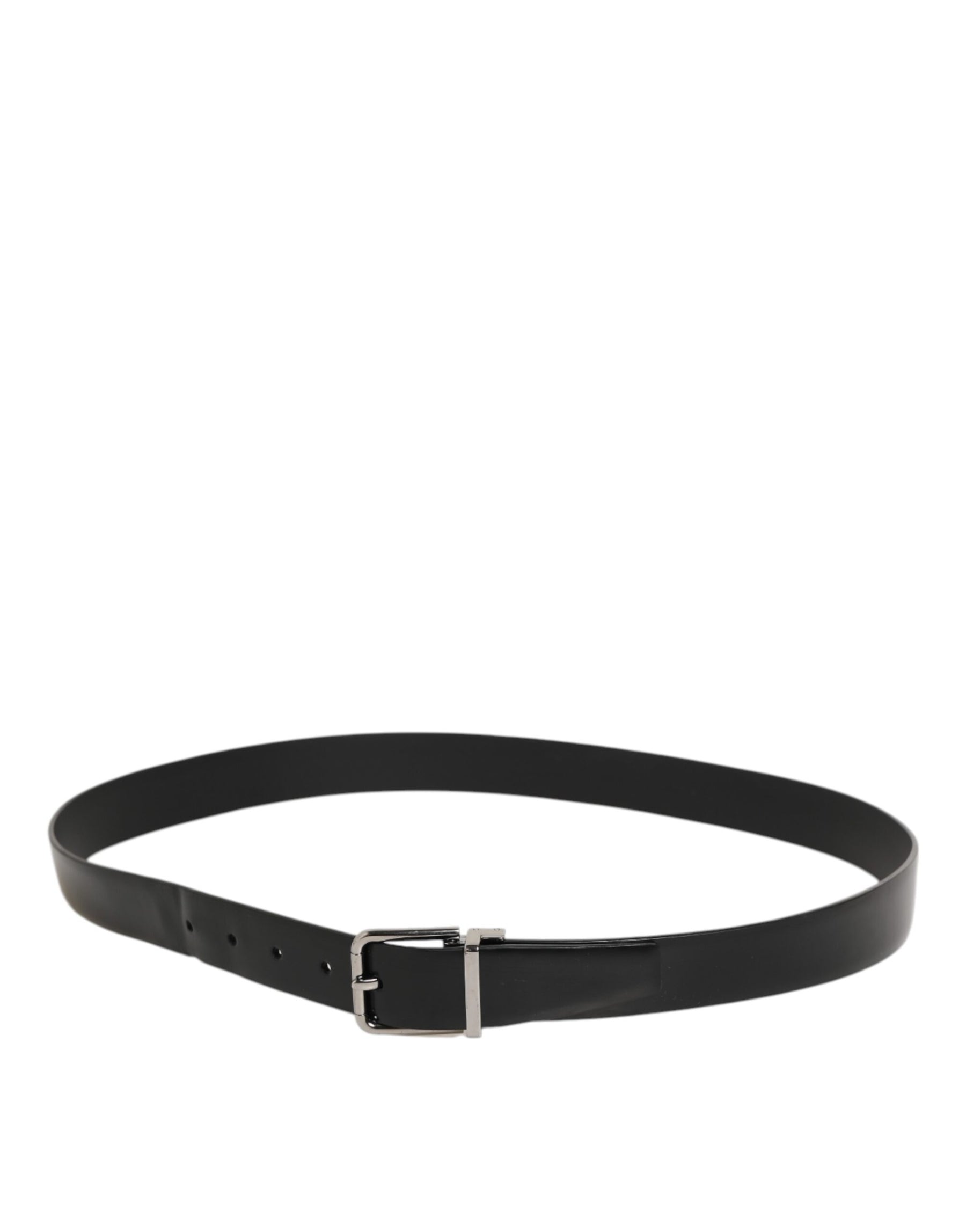 Dolce & Gabbana Black Leather Classic Metal Buckle Men Belt | Regal Royce