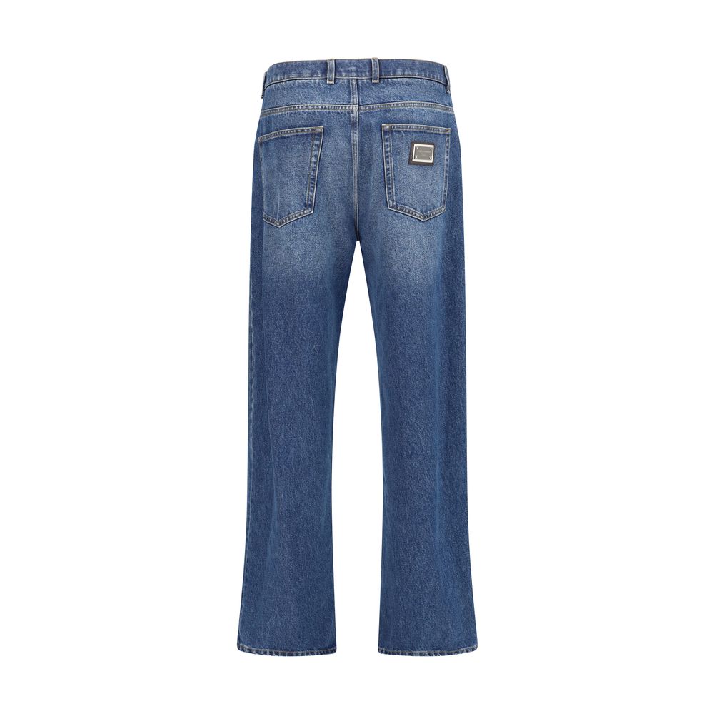 Dolce & Gabbana Blue Cotton Relaxed Fit Jeans | Regal Royce