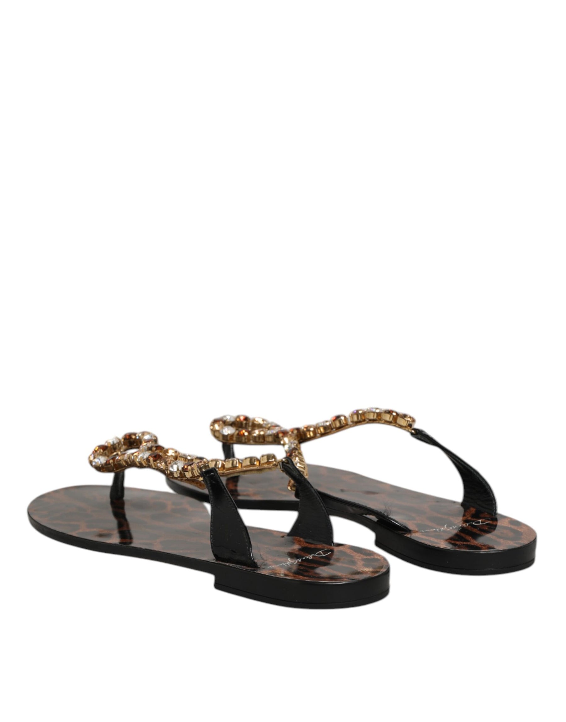 Dolce & Gabbana Black Crystals Flats Sandals Beachwear Shoes | Regal Royce