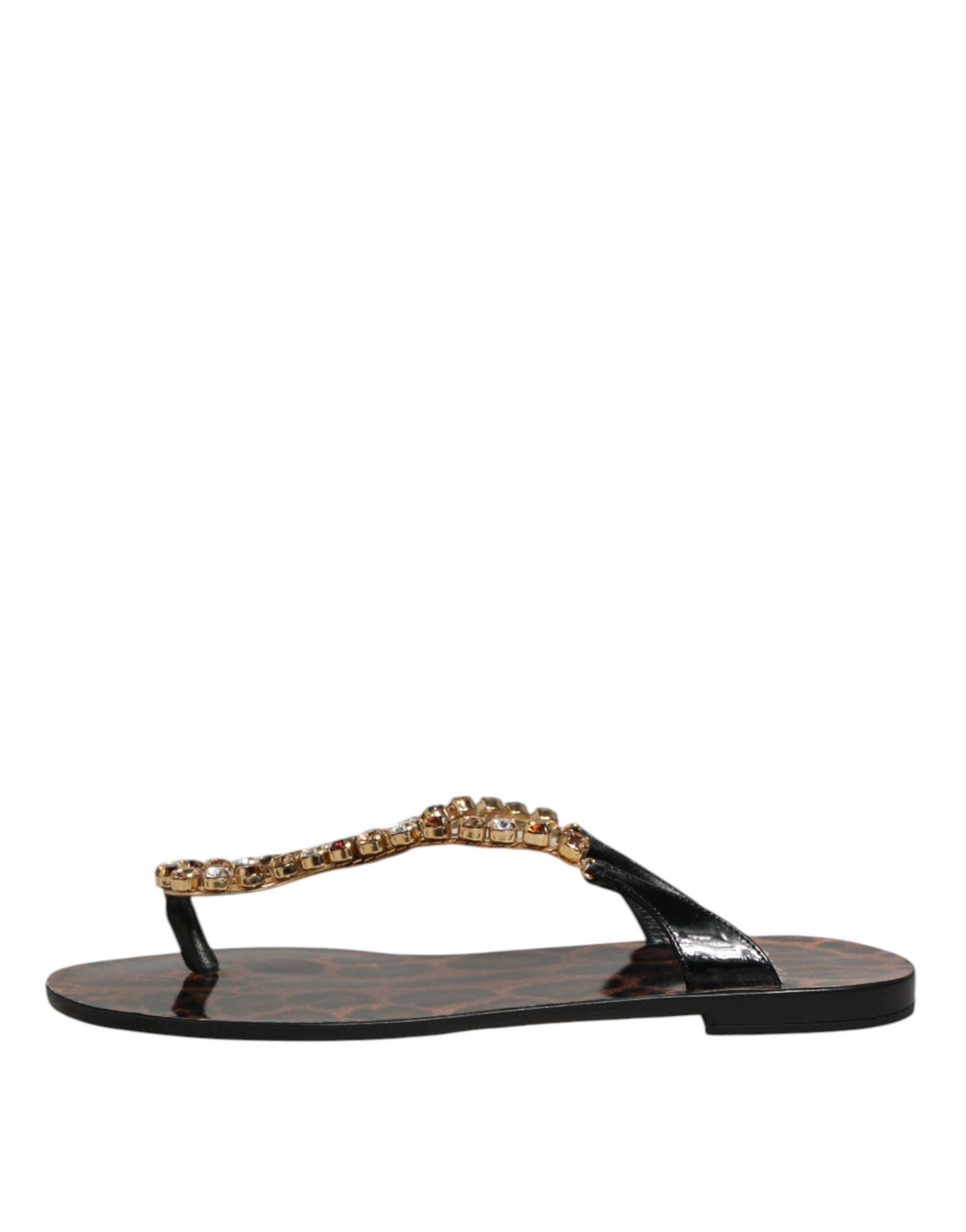 Dolce & Gabbana Black Crystals Flats Sandals Beachwear Shoes | Regal Royce