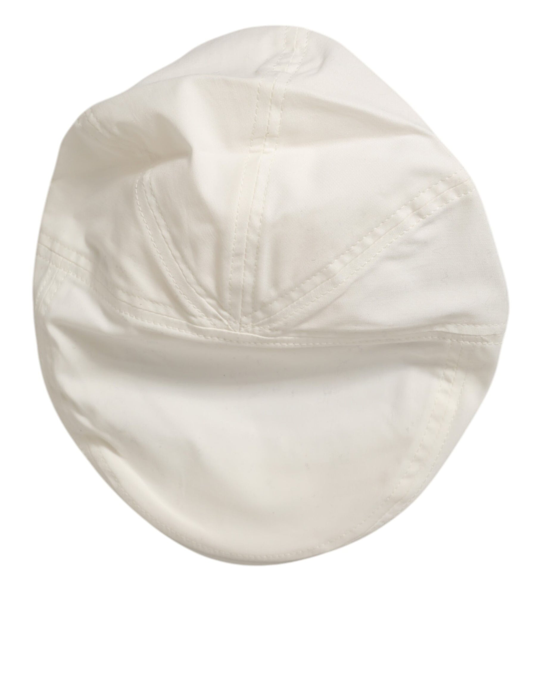 Dolce & Gabbana White Cotton Blend Leather Trim Flat Men Cap Hat | Regal Royce