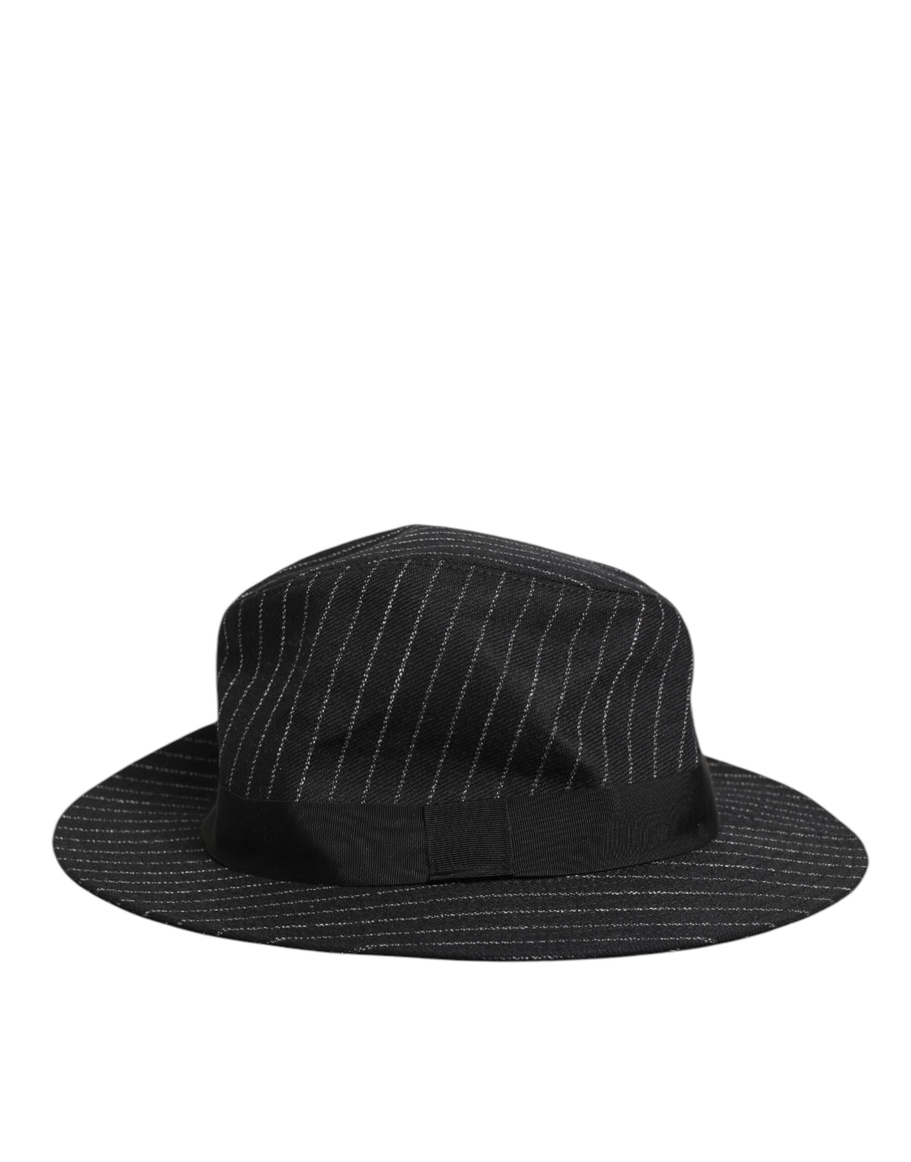 Dolce & Gabbana Black Striped Virgin Wool Men Fedora Capello Hat | Regal Royce