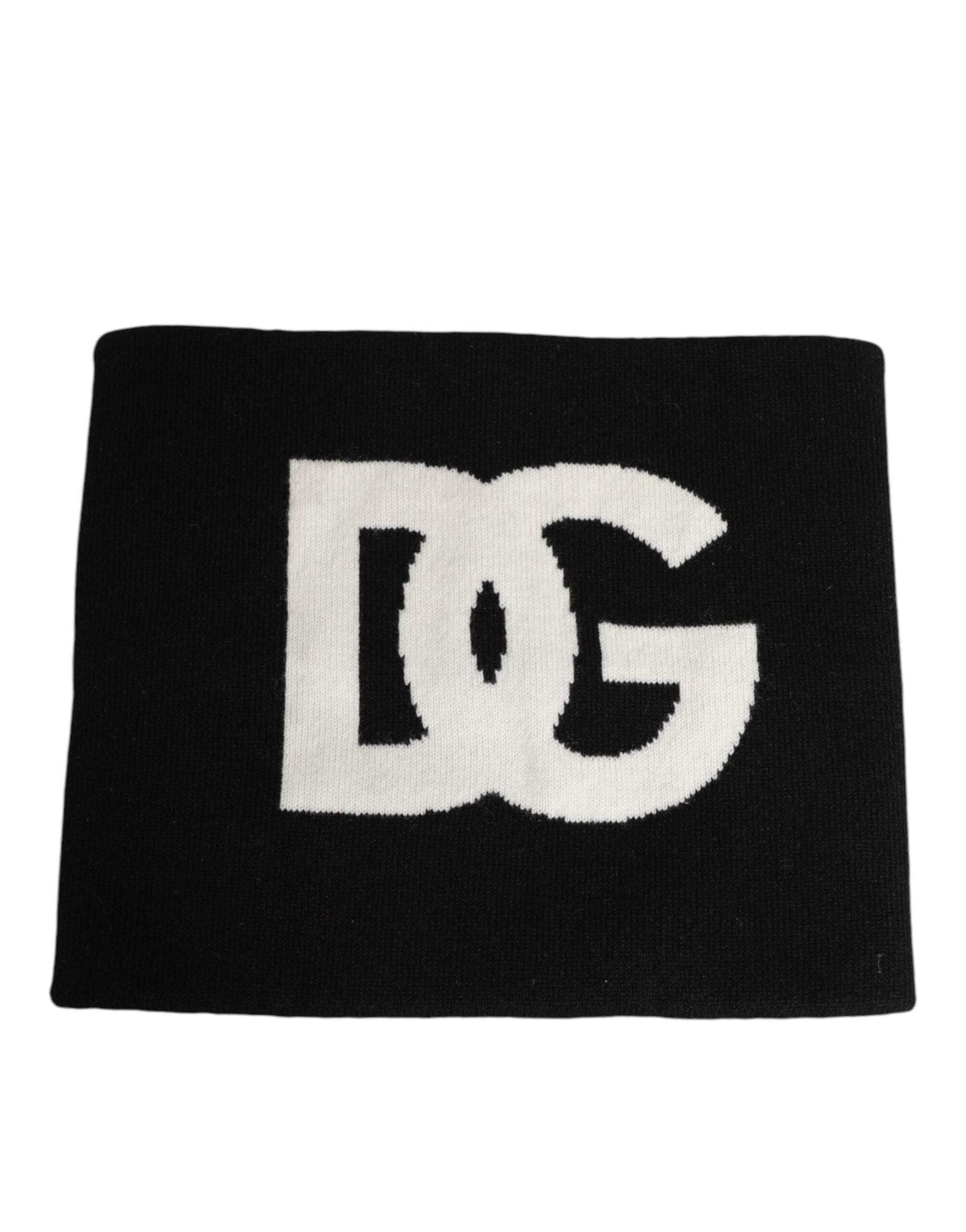 Dolce & Gabbana Black D&G Logo Cashmere Knitted Men One Size Scarf | Regal Royce