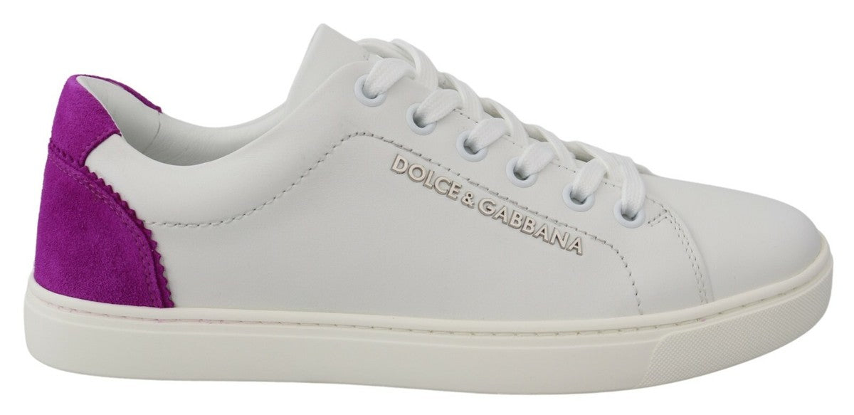 Dolce & Gabbana White Suede Leather Low Top Sneakers Shoes | Regal Royce