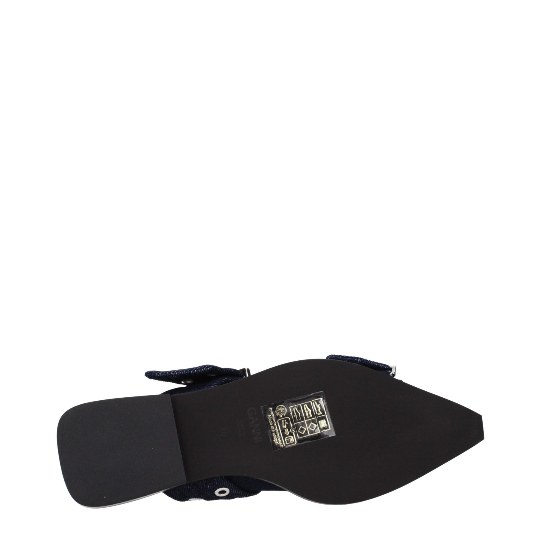 Ganni Blue Fabric Flat Sandals | Regal Royce