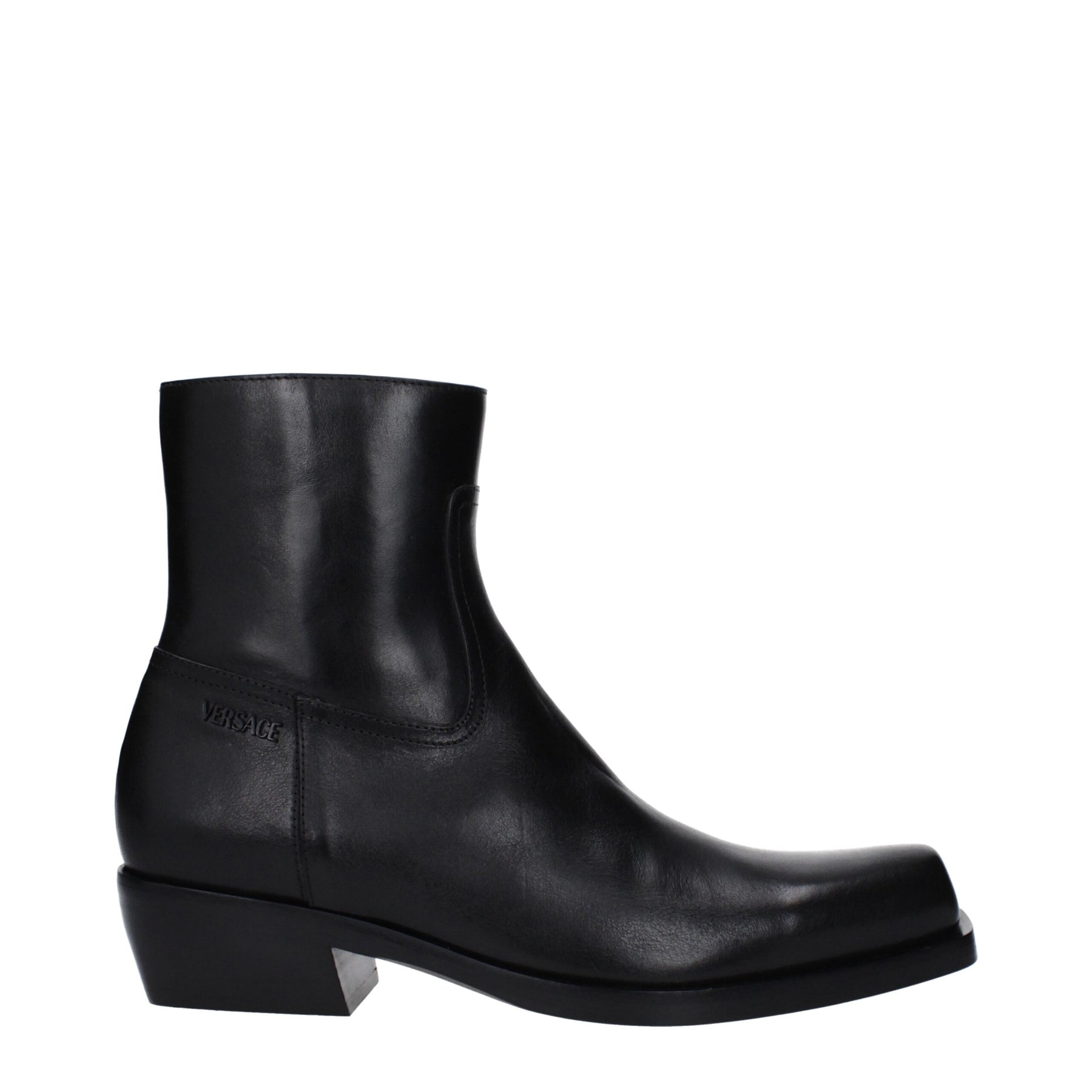 Versace Black Leather Ankle Boots | Regal Royce