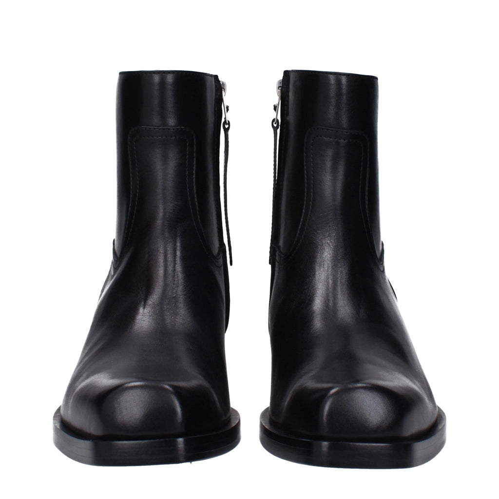 Versace Black Leather Ankle Boots