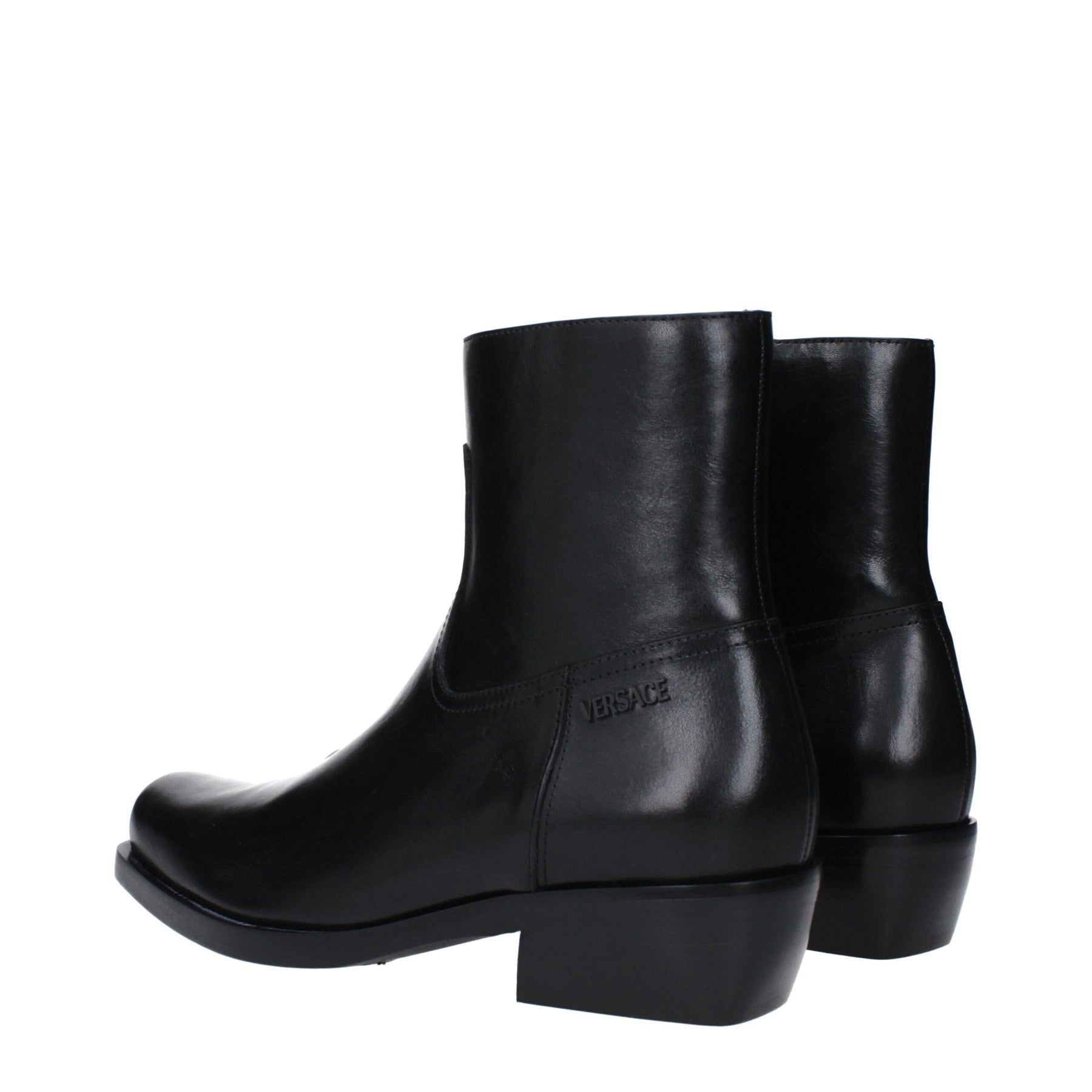 Versace Black Leather Ankle Boots | Regal Royce