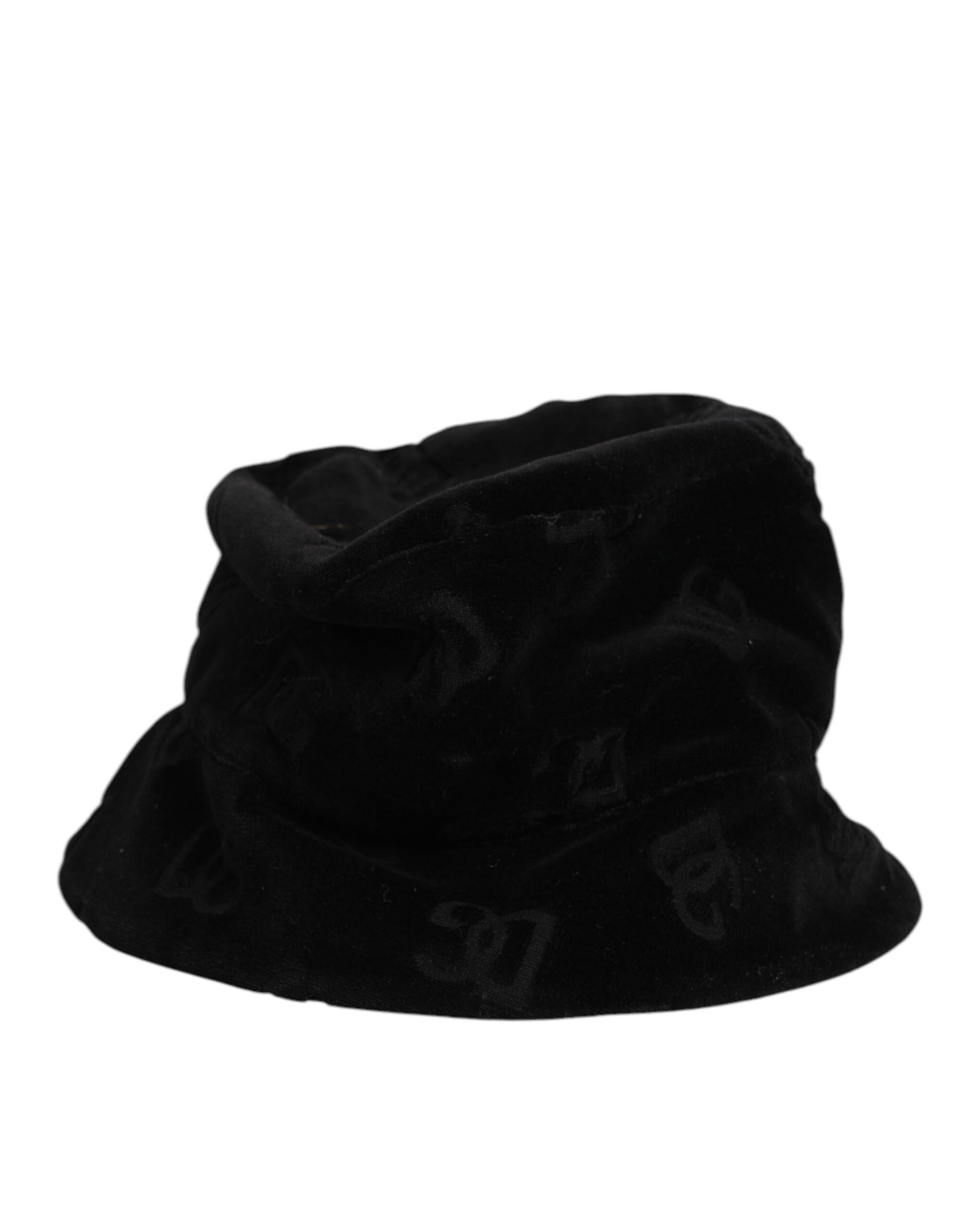 Dolce & Gabbana Black Cotton Suede Bucket Logo Capello Hat | Regal Royce