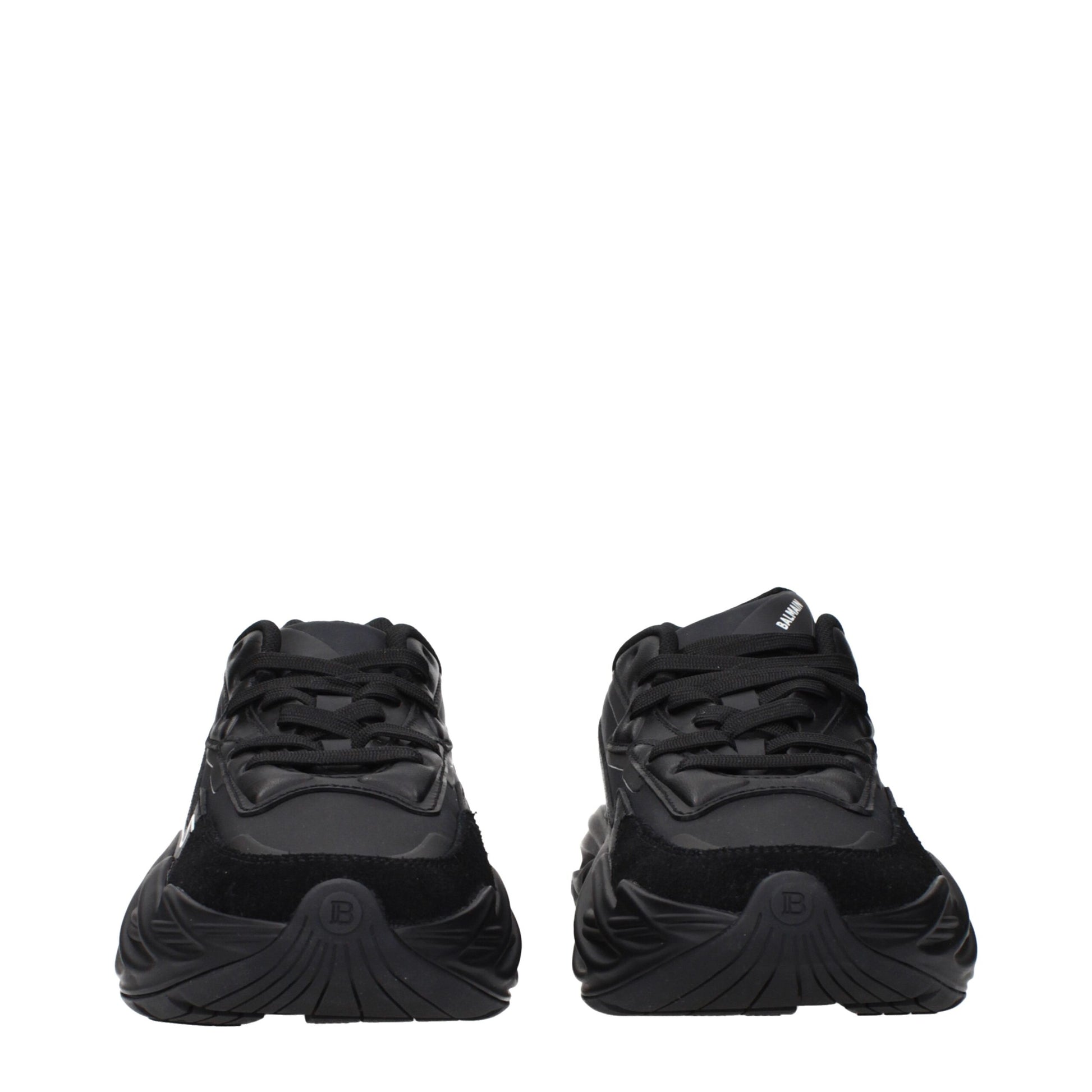 Balmain Black Leather Athletic Sneakers