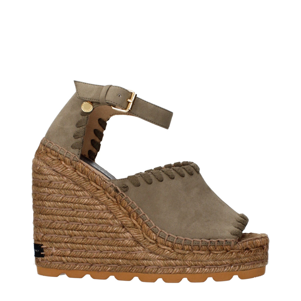 Stella McCartney Green Leather Wedges Sandals