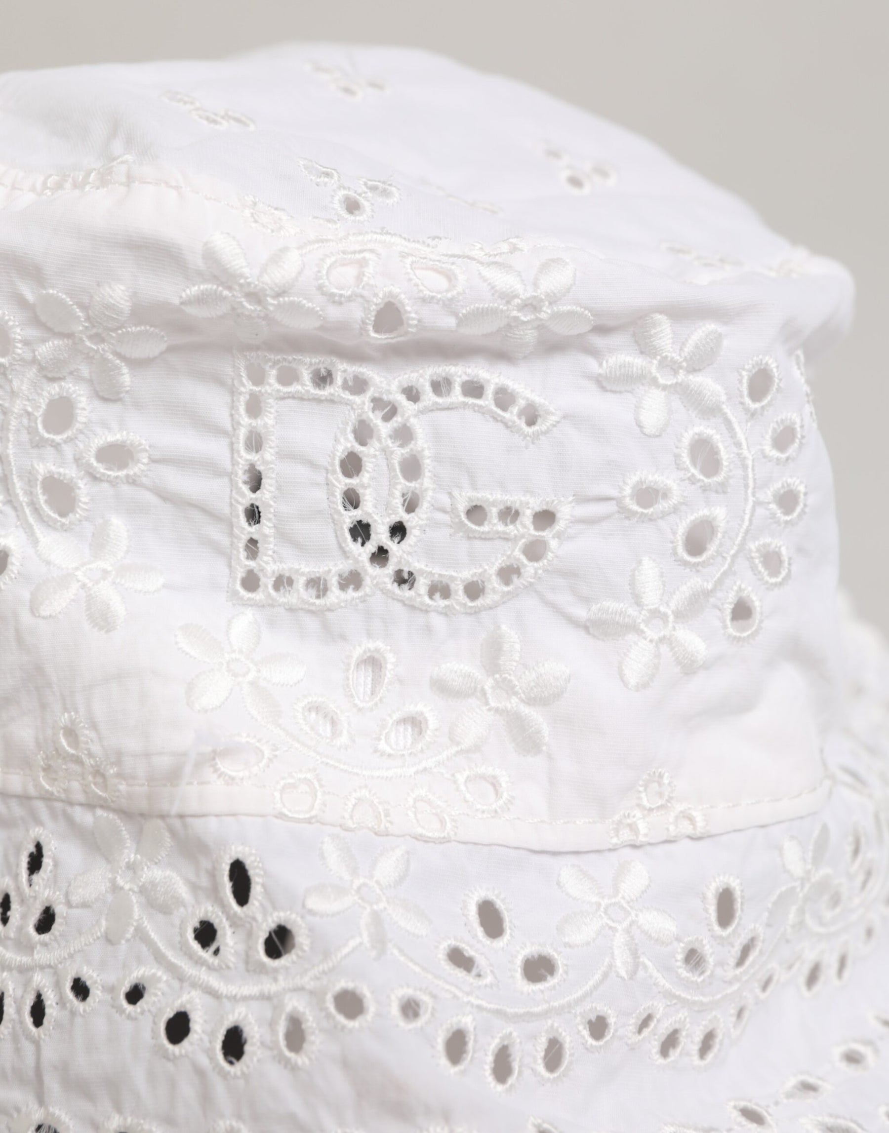 Dolce & Gabbana White Nylon Cut Out Bucket Logo Capello Hat | Regal Royce