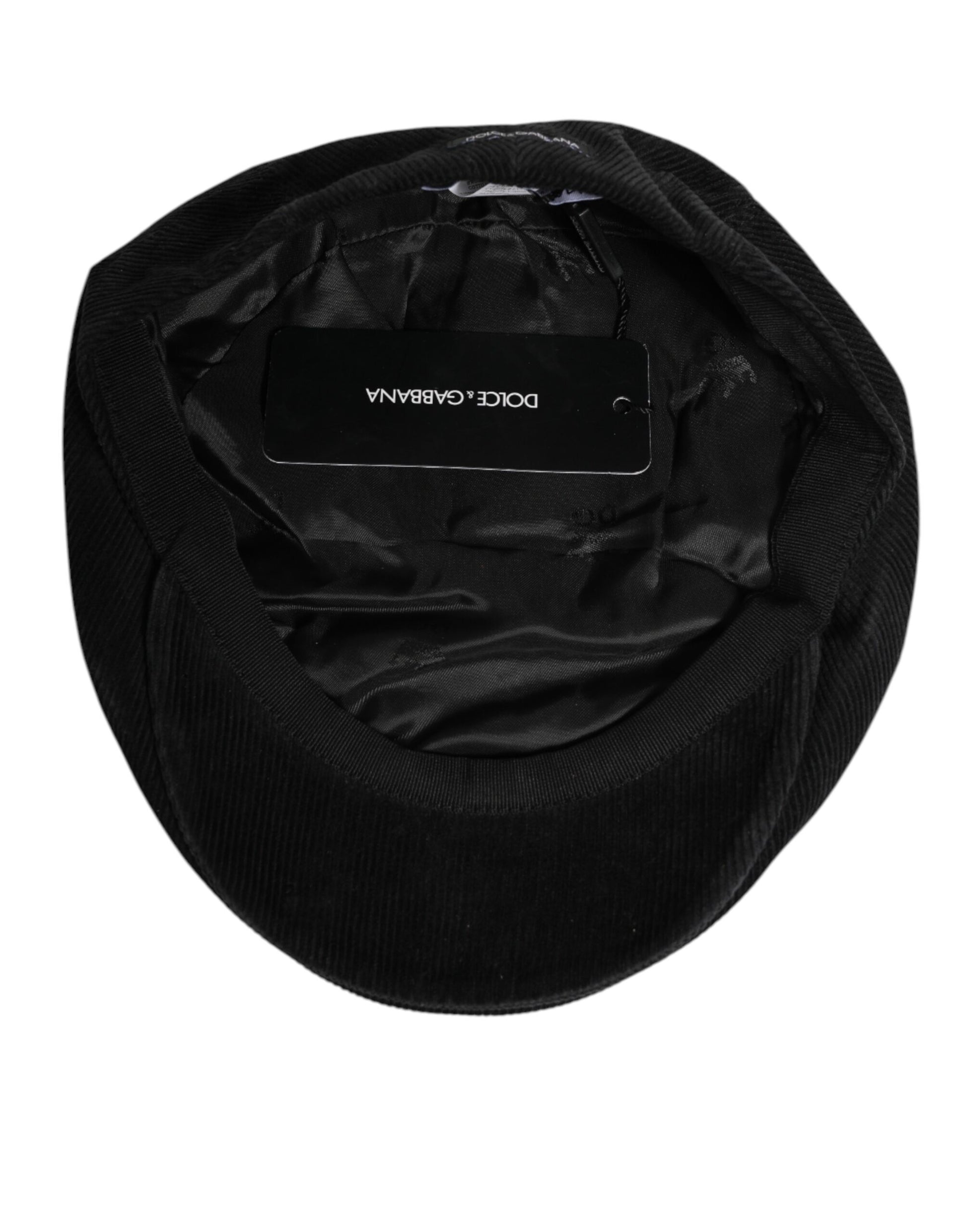 Dolce & Gabbana Black Cotton DG Logo Newsboy Cloth Capello Hat