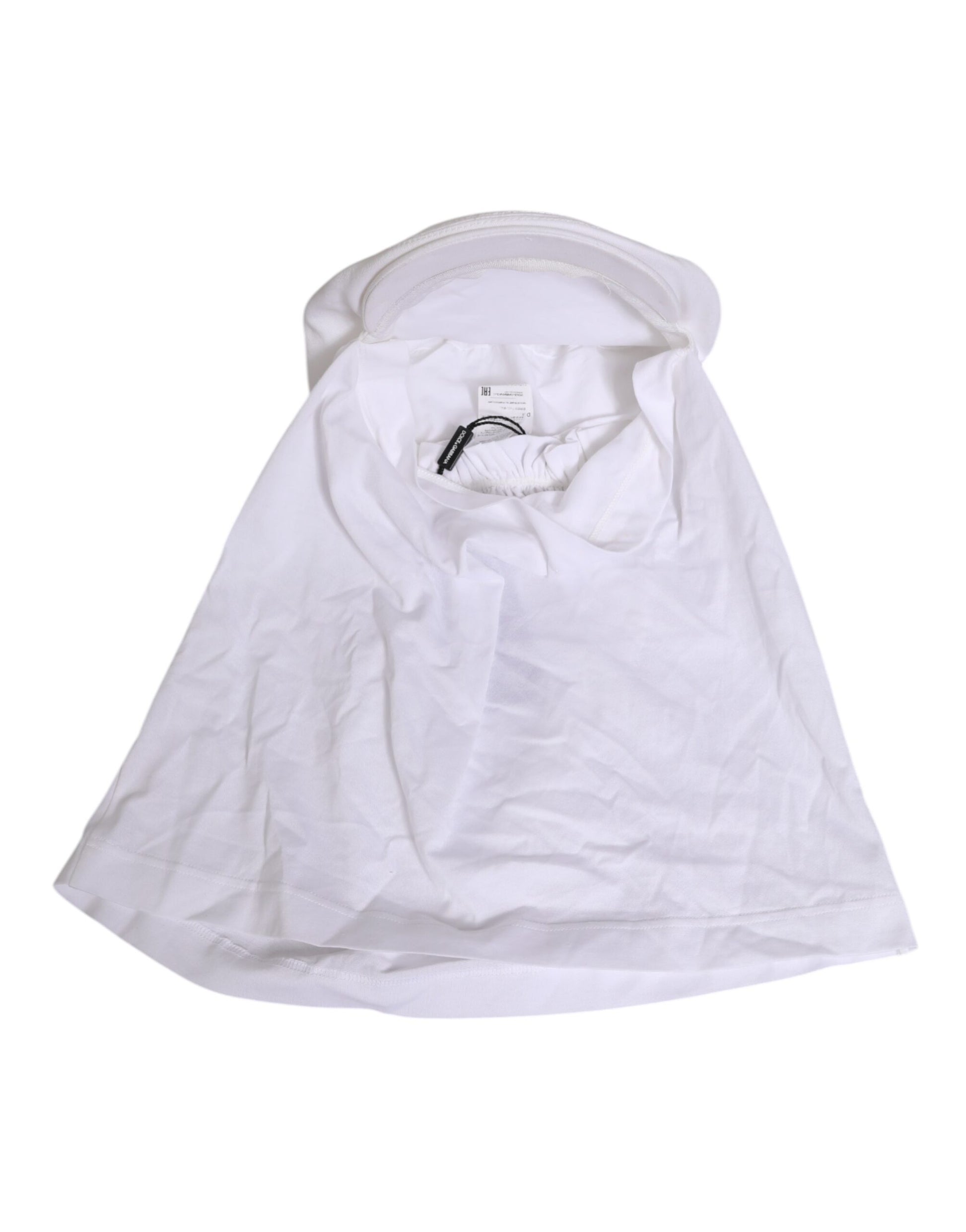 Dolce & Gabbana White Cotton DG Logo Plaque Baseball Balaclava Hat